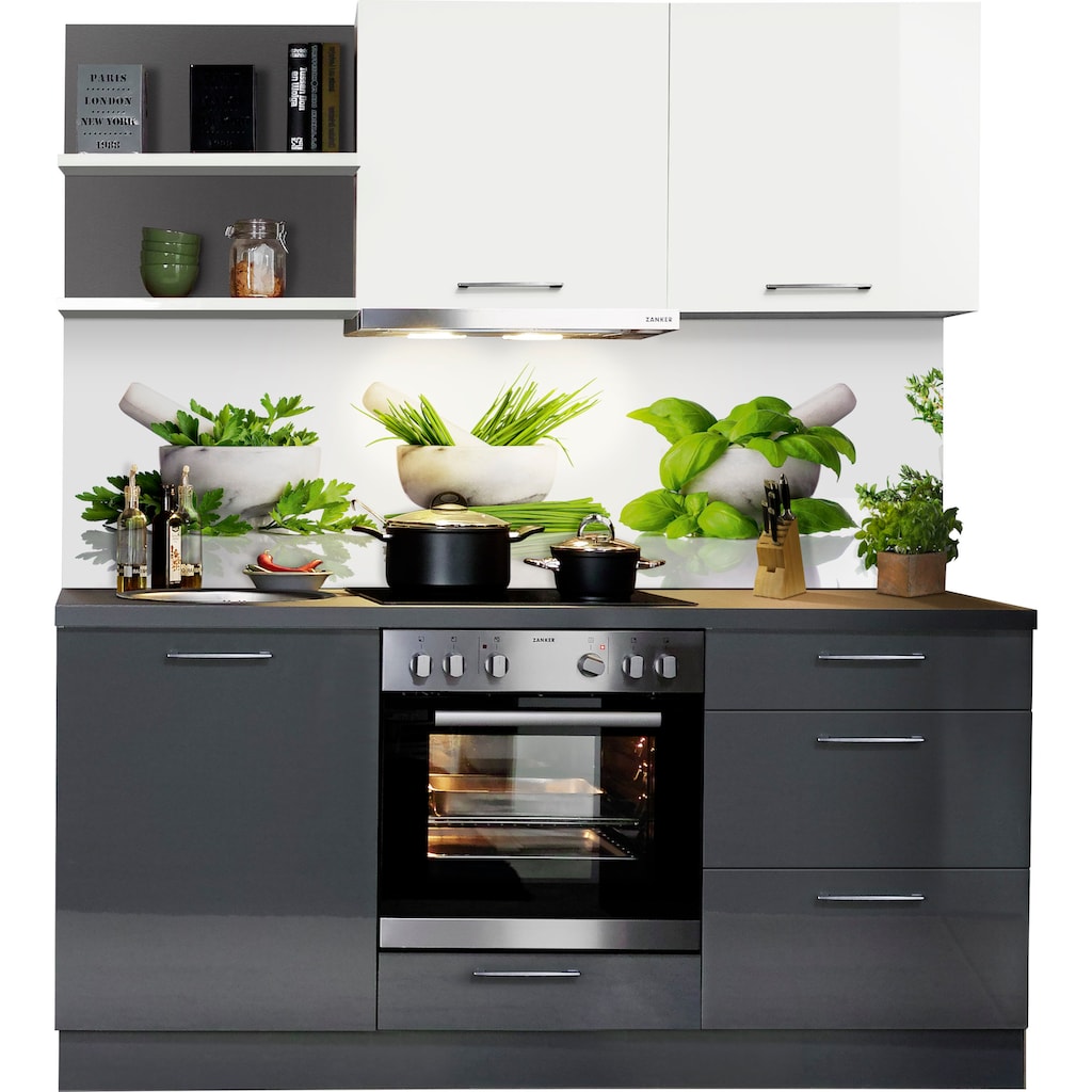 Express Küchen Küchenzeile »Jena«, mit E-Geräten, vormontiert, mit Soft-Close-Funktion, Stellbreite 180 cm