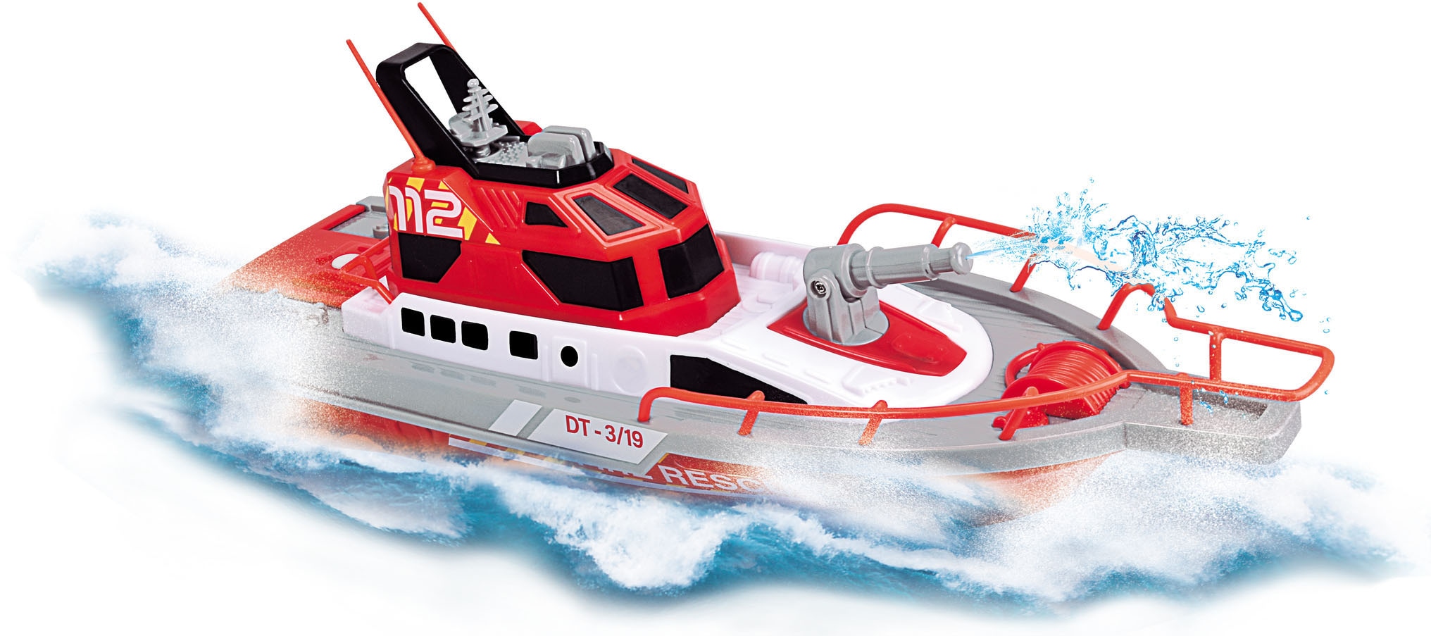 Dickie Toys 201107000 Feuerwehrboot, ferngesteuertes Boot mit  Funksteuerung, Feuerwehr, Wasserspritzfunktion, 3 Kanäle, 27 MHz,  USB-Aufladung