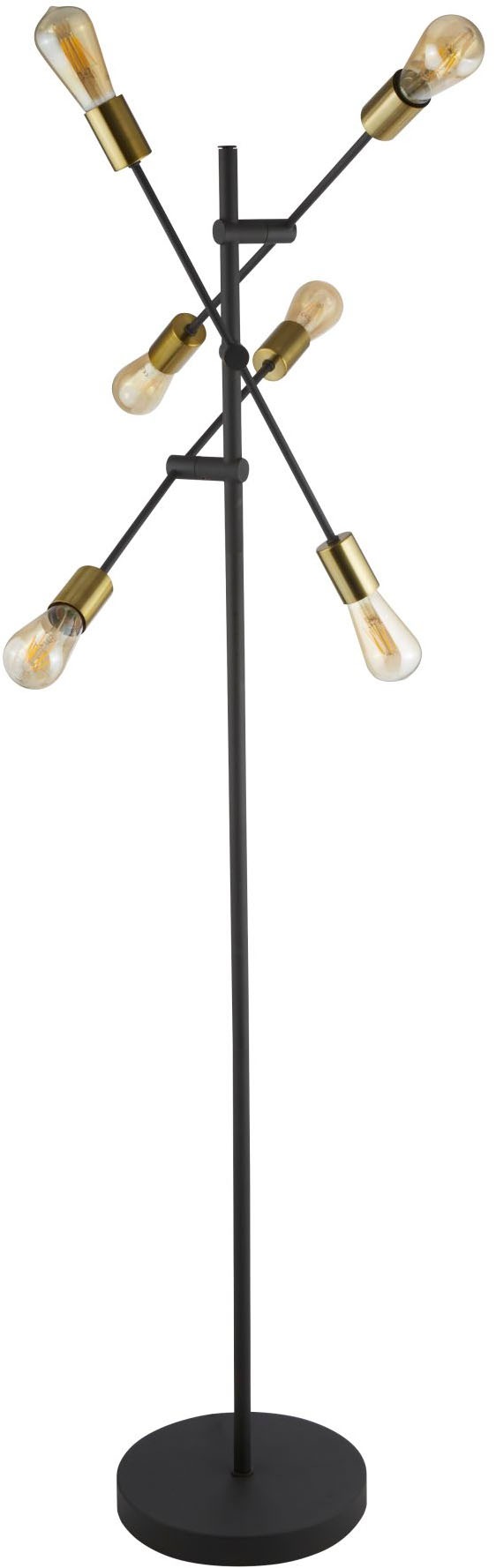 Searchlight Stehlampe »Armstrong 6Lt Floor Lamp - Black & Satin Brass Metal« E27 1 Stk.