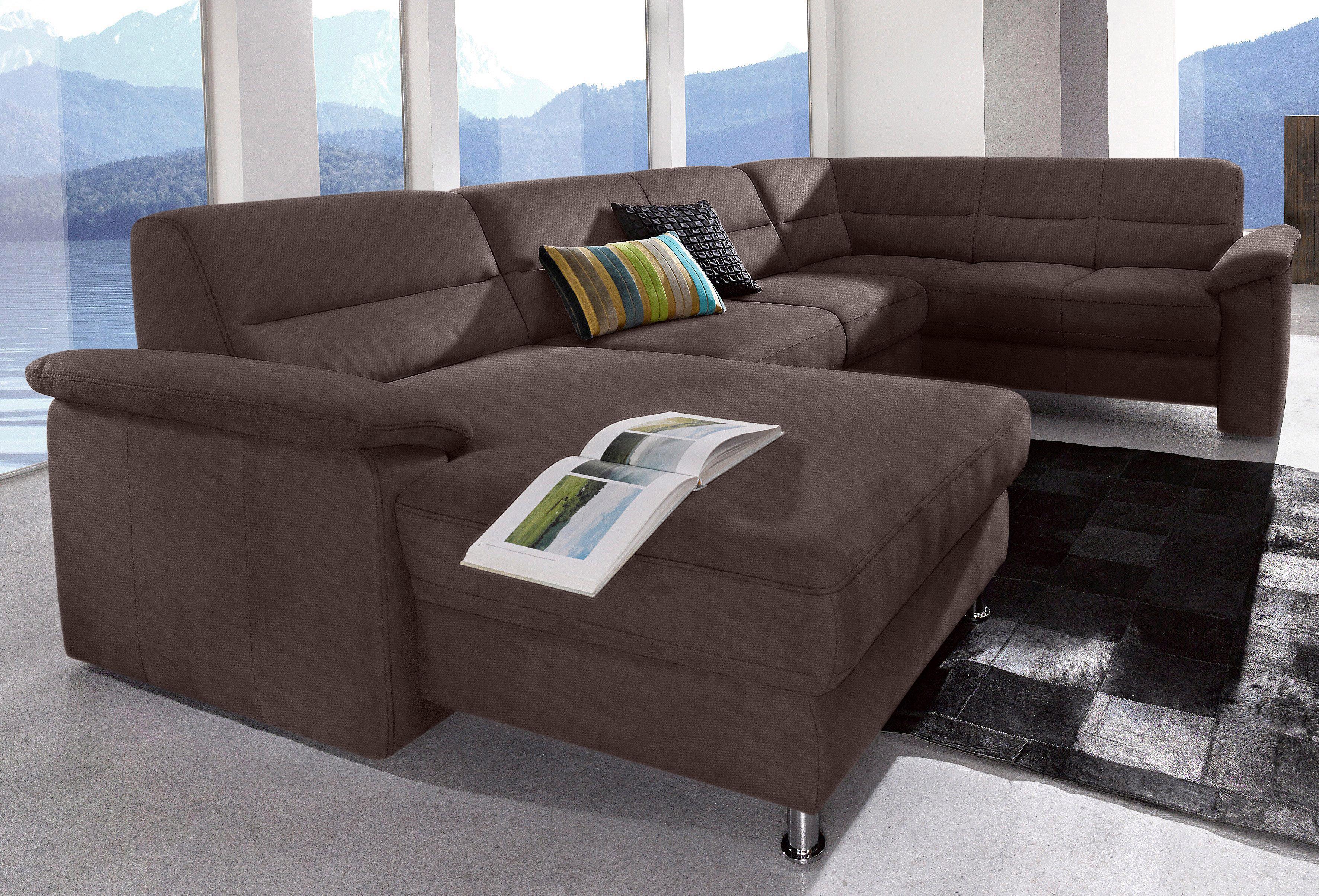 sit&more Wohnlandschaft "Ascara U-Form, B:312cm, klassisches Design, Taschenfederkernpolsterung" inklusive Boxspring/Federkern-Polsterung, wahlweise mit Schlaffunktion