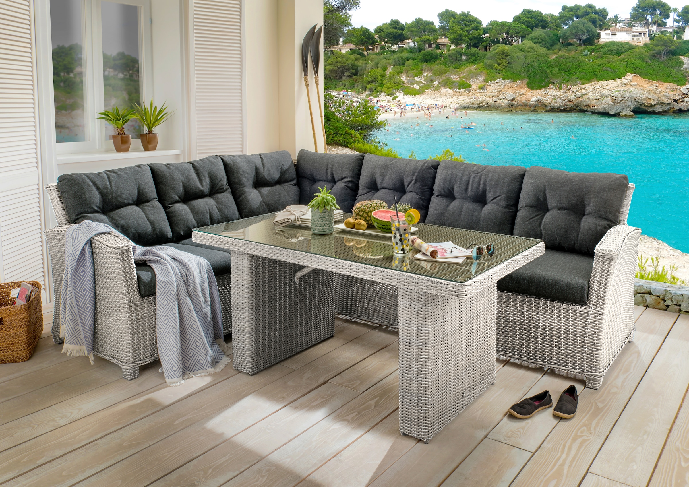 Destiny Gartenlounge-Set "RIVIERA", (16 tlg., 2x Schenkel, 1x Tisch, inkl. günstig online kaufen