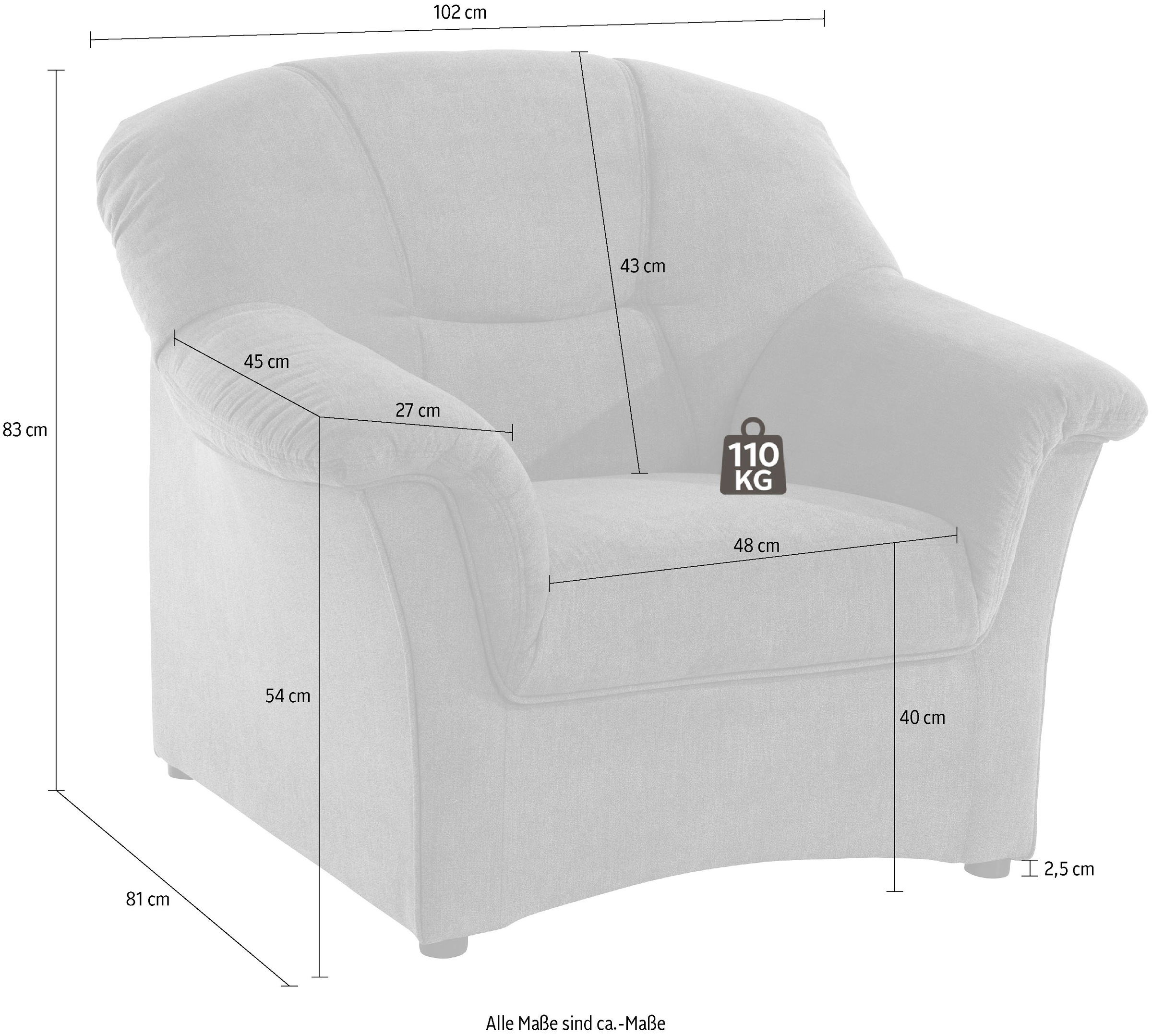 DOMO collection Sessel »Sarafina zeitlos und elegant, bequem« wahlweise mit Federkern