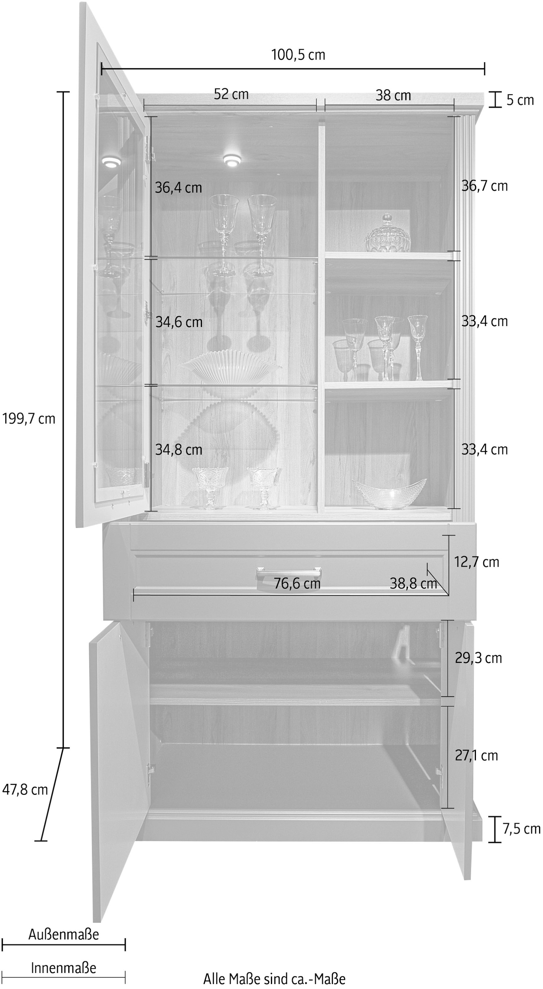 Close-Funktion UV-Lack, »Tara«, lackiert wasserbasiertem kaufen Home Vitrine mit | BAUR affaire Soft-