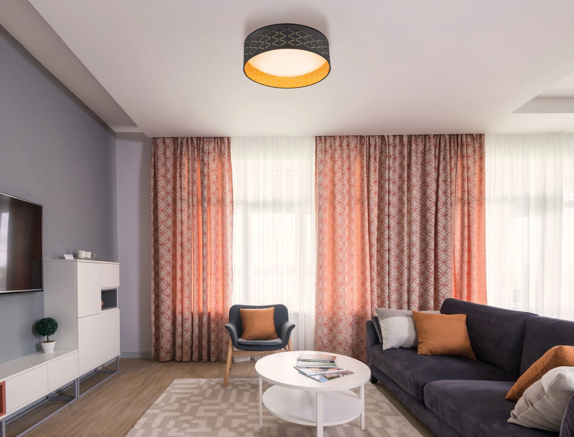 GLOBO LIGHTING Deckenleuchte »CLARKE«, Leuchtmittel LED-Modul | LED fest integriert, goldfarben sparkle