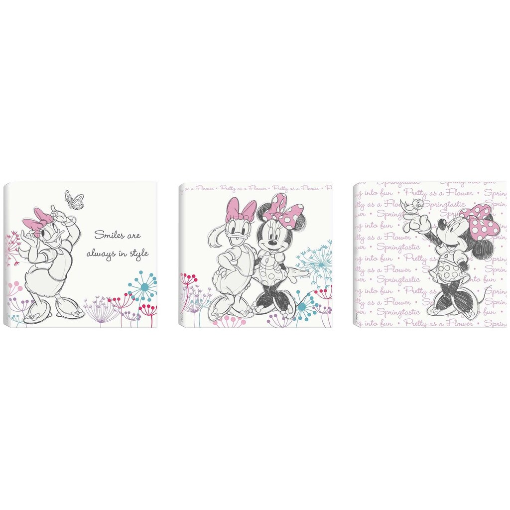 Disney Leinwandbild »Minnie & Daisy«, (Set, 3 St.)