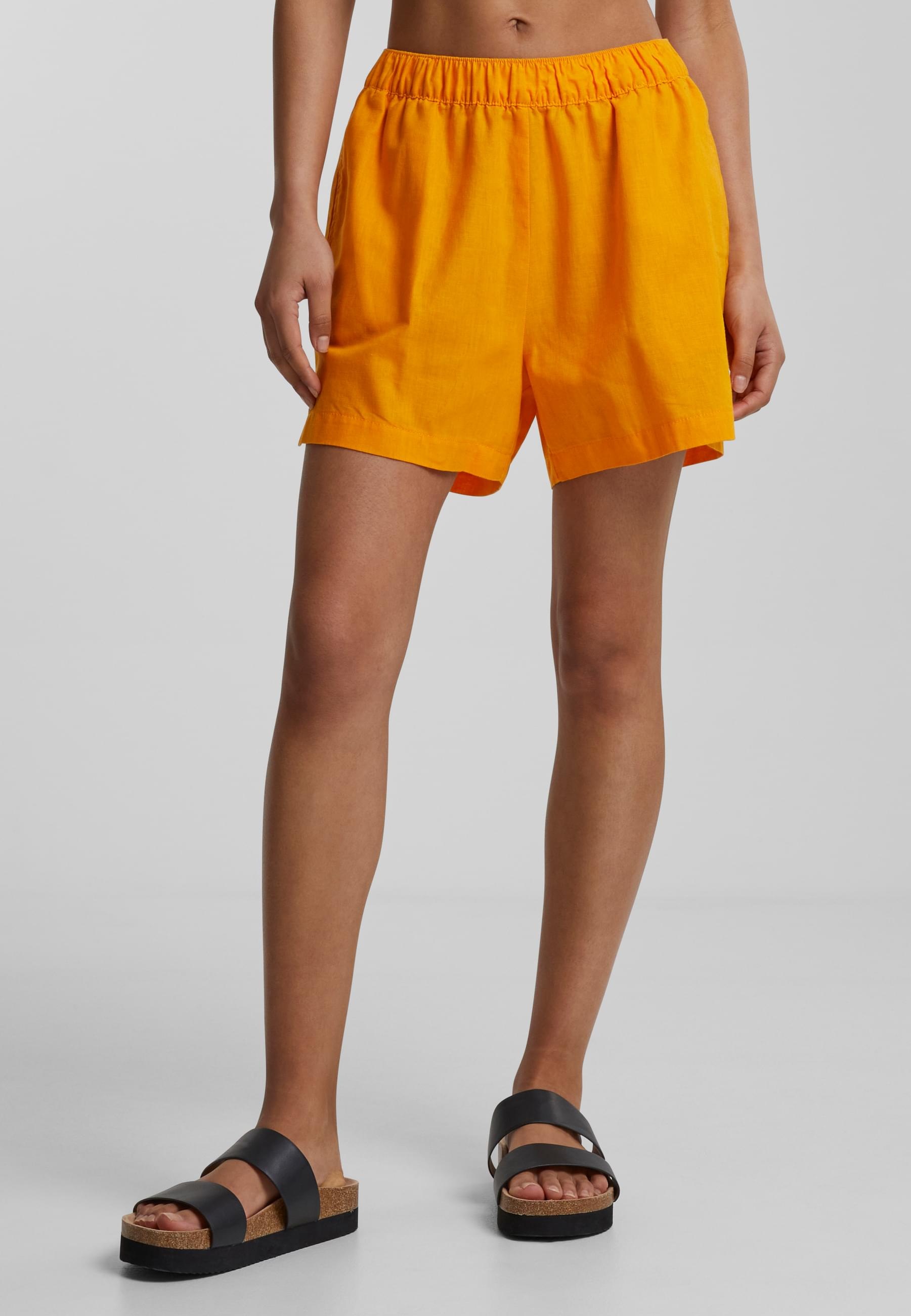 URBAN CLASSICS Shorts »Urban Classics Damen Ladies Linen Mixed Boxer Shorts«, (1 tlg.)