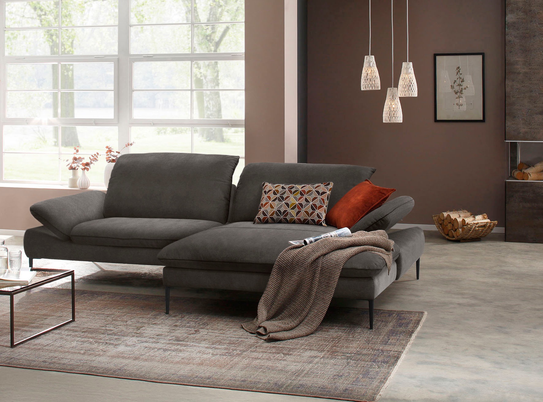 W.SCHILLIG Ecksofa "enjoy&MORE, Designsofa, elegant und bequem, L-Form" Sitztiefenverstellung, Füße schwarz pulverbeschichtet, Breite 294 cm