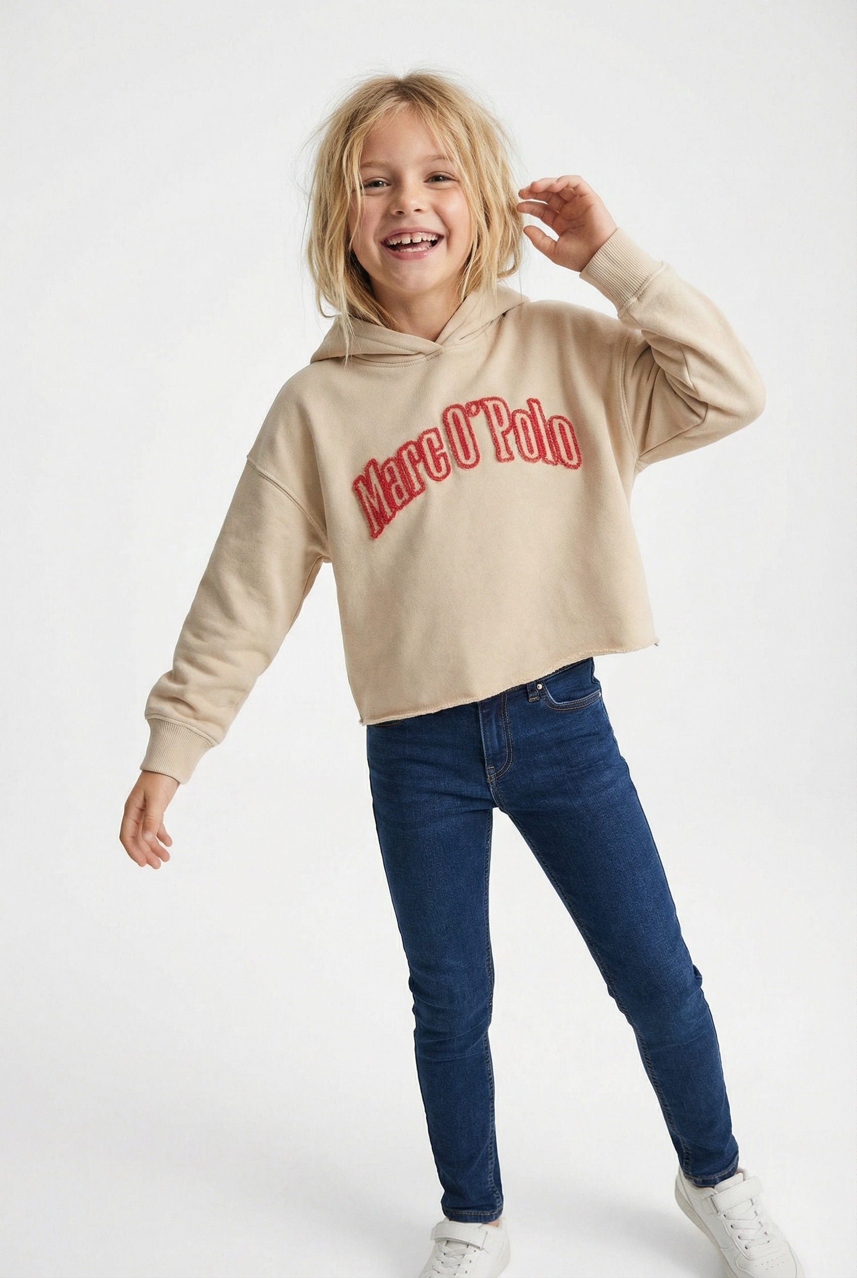 Marc O'Polo Kapuzensweatshirt , für Mädchen, verkürzte Länge mit Rollkante, lockere Passform
