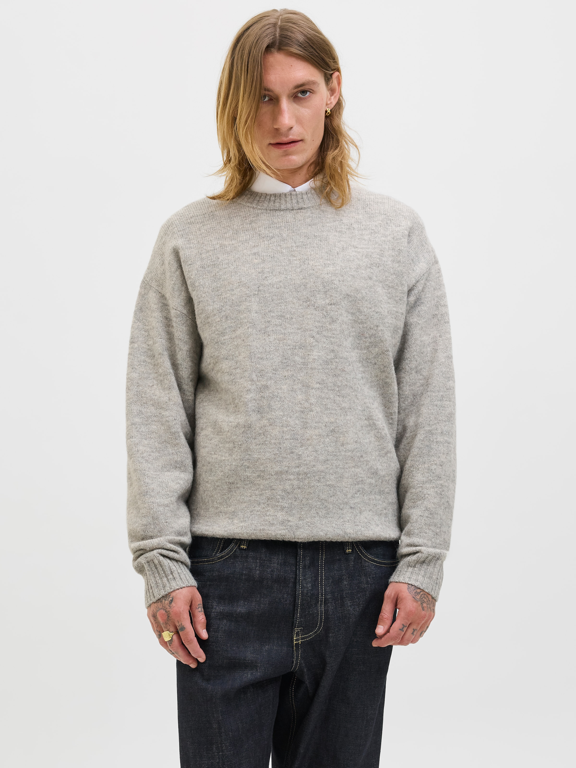 Jack & Jones Rundhalspullover "JJESOHO OLLIE KNIT CREW NECK SN" Materialmix günstig online kaufen