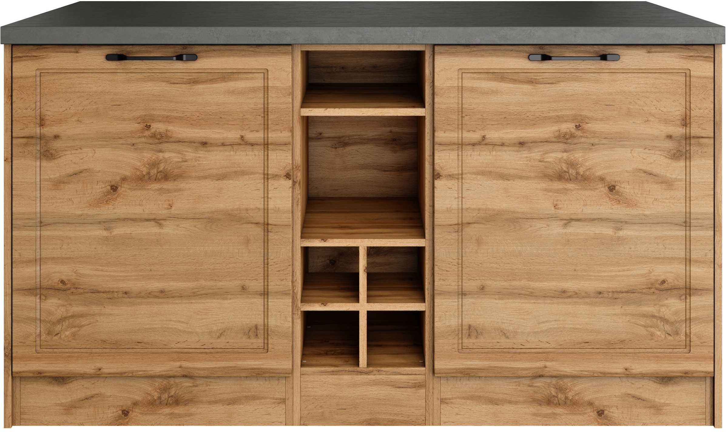KOCHSTATION Kücheninsel »KS-Lani, Breite 153 cm, mit Flaschenregal«, MDF-Fronten, Arbeitsplatte 38mm stark