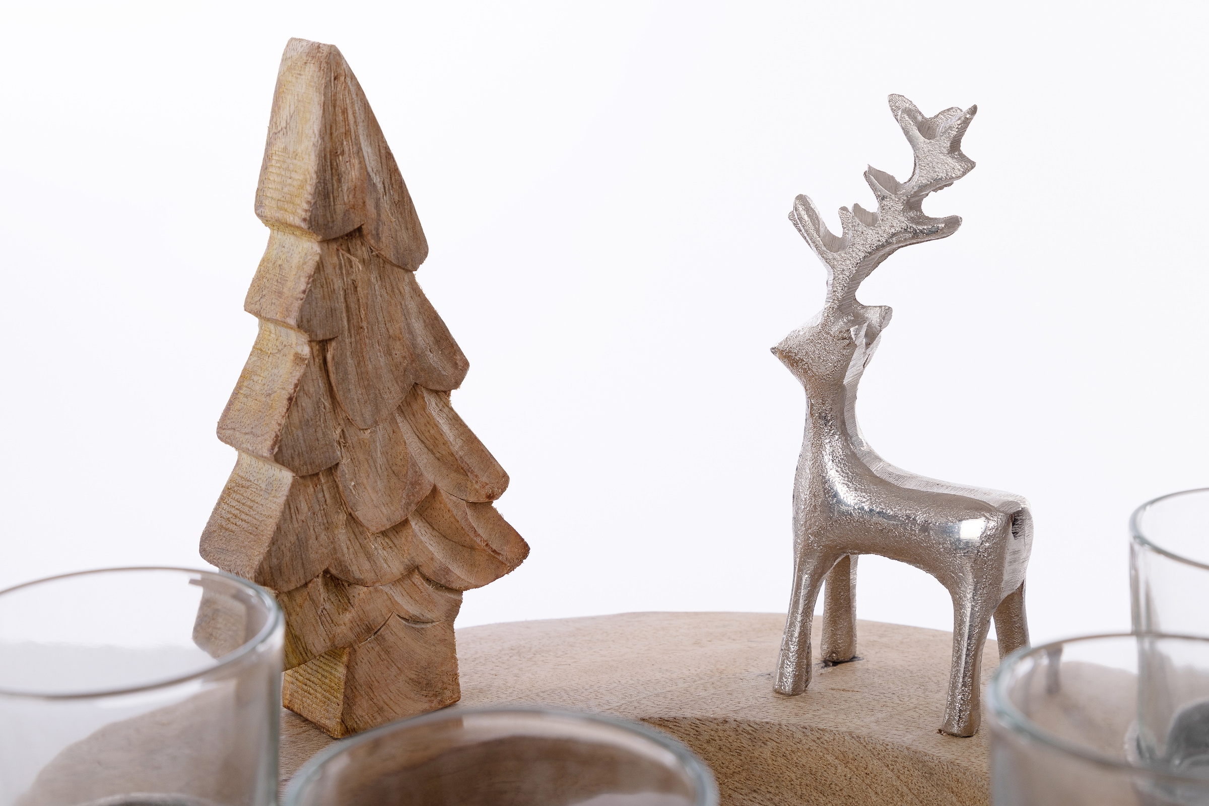 Home affaire Teelichthalter »Weihnachtsdeko, Adventsleuchter«, (1 St.), aus Mangoholz, für vier Teelichter