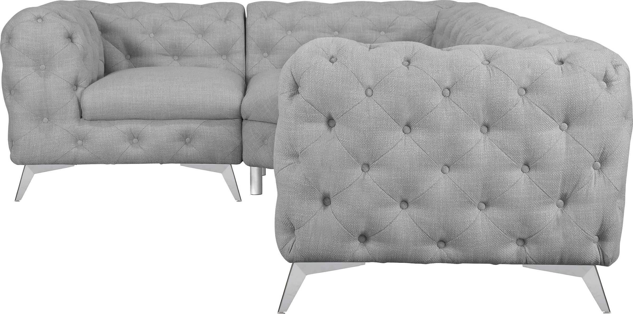 Home affaire Chesterfield-Sofa »Ecksofa GLYNIS L-Form mit Wellenunterfederung, Maße B/T/H 264/204/75cm« aufwändige Knopfheftung, moderne Chesterfield Optik, Fußfarbe wählbar