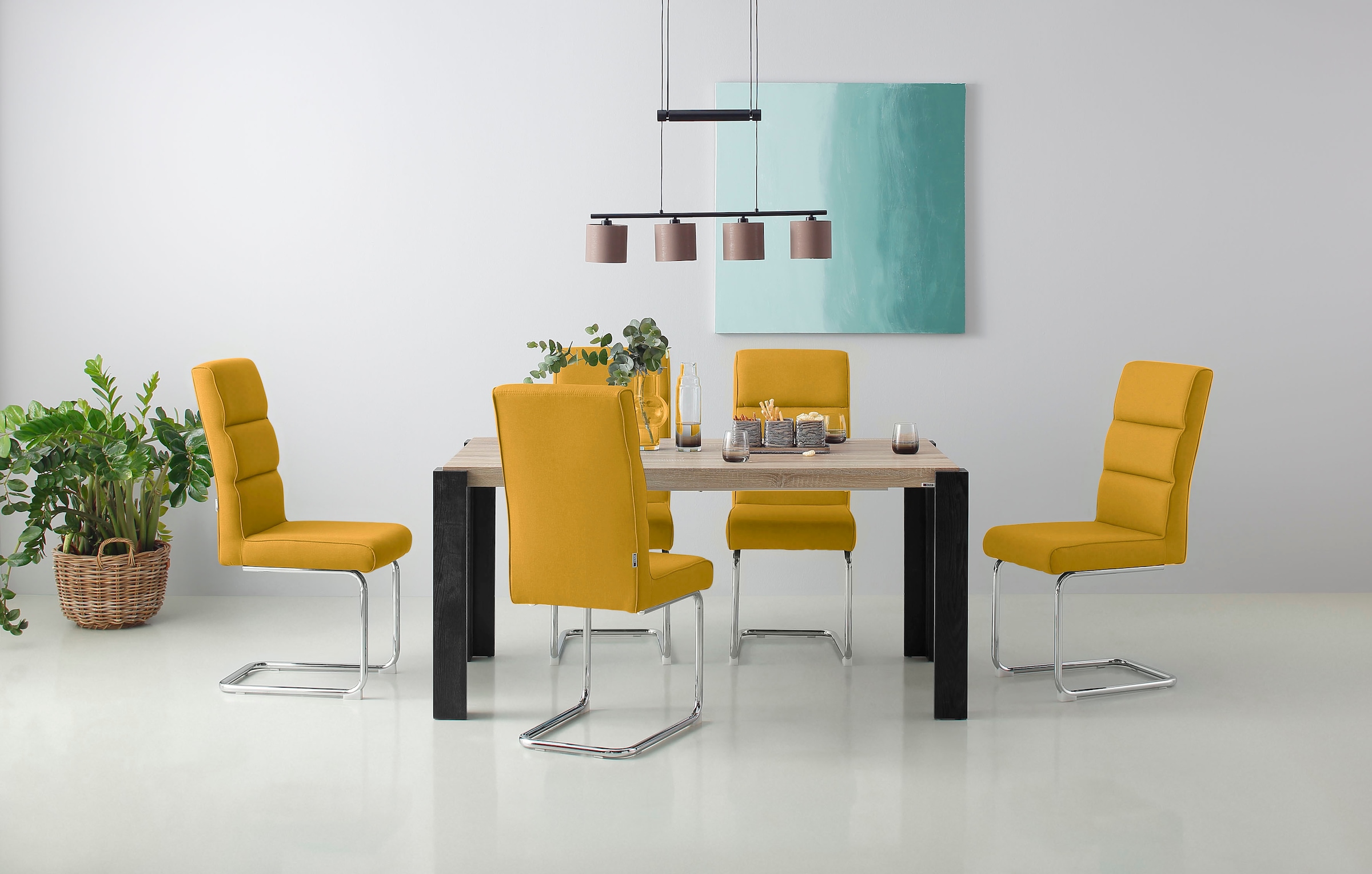INOSIGN Freischwinger »Lano«, Webstoff, im 2er Set, Sitz gepolstert, Gestell aus Metall, Sitzhöhe 50 cm