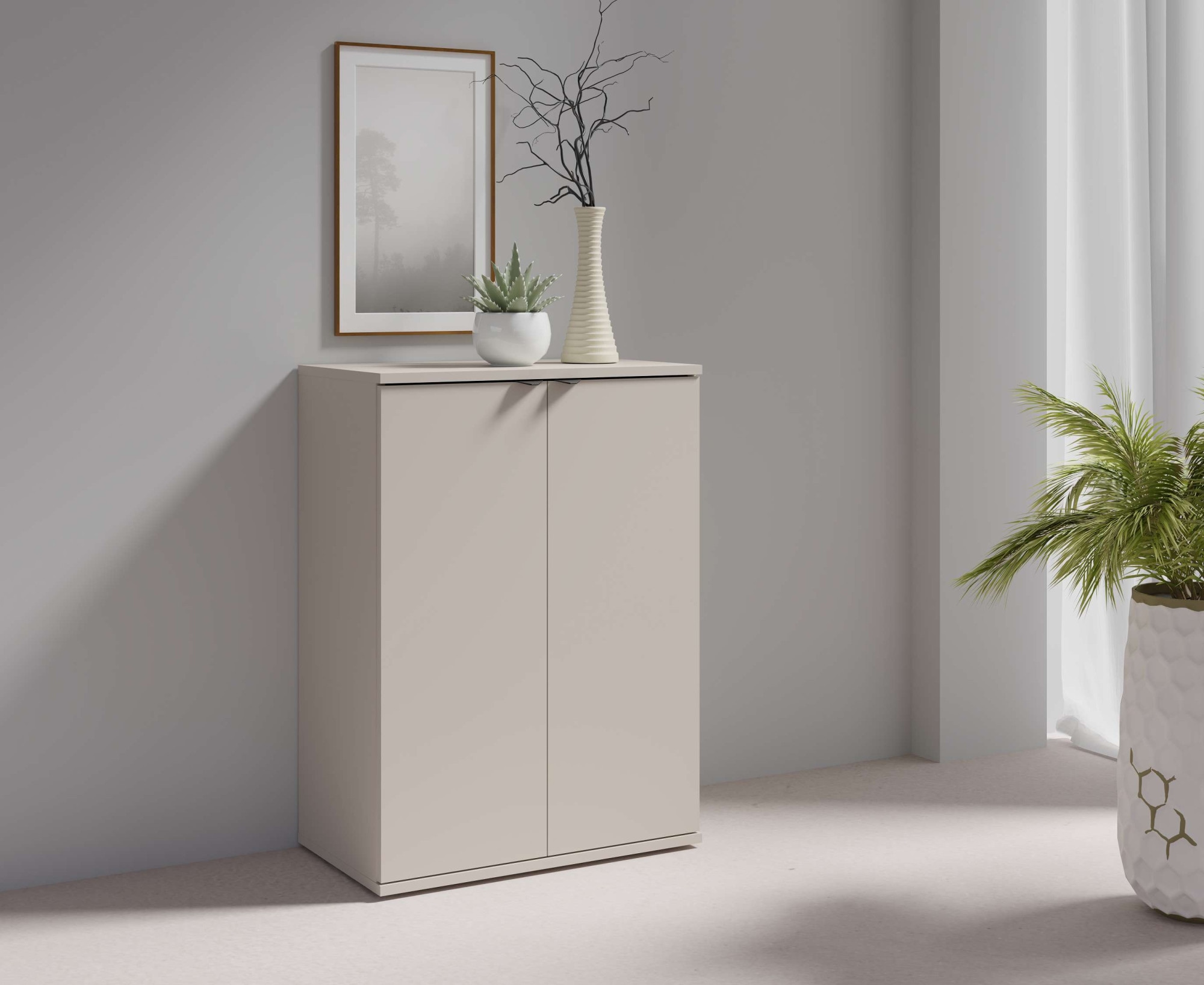 OTTO home Kommode "THALIAANA Sideboard mit 2 Türen, modernes Design, Breite 60 cm" Schrank in 3 Farben erhältlich, schwarze Metallgriffe, viel Stauraum
