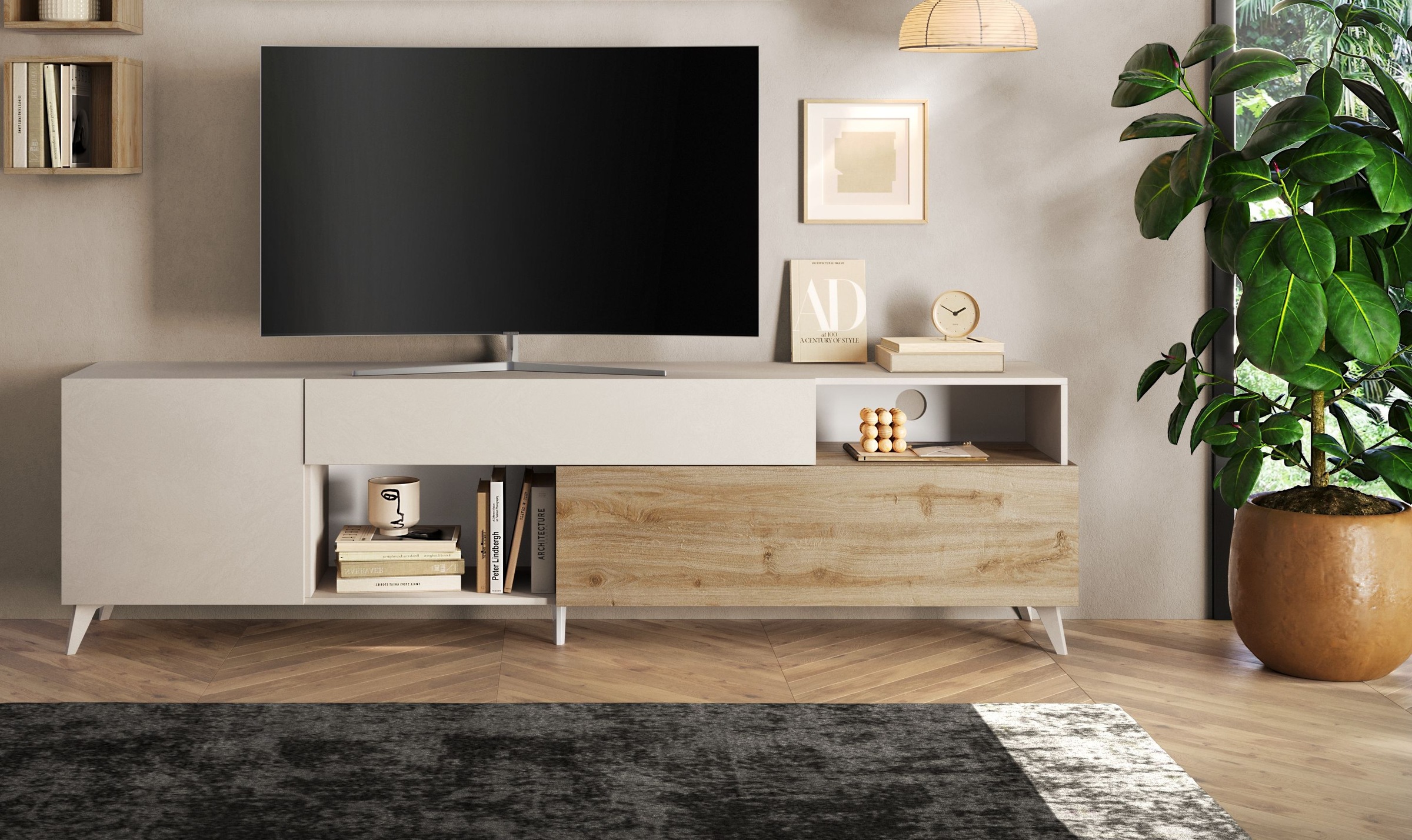 Home affaire Lowboard "Monaco in Breite 241 cm, TV-Schrank mit Tür, Klappe günstig online kaufen