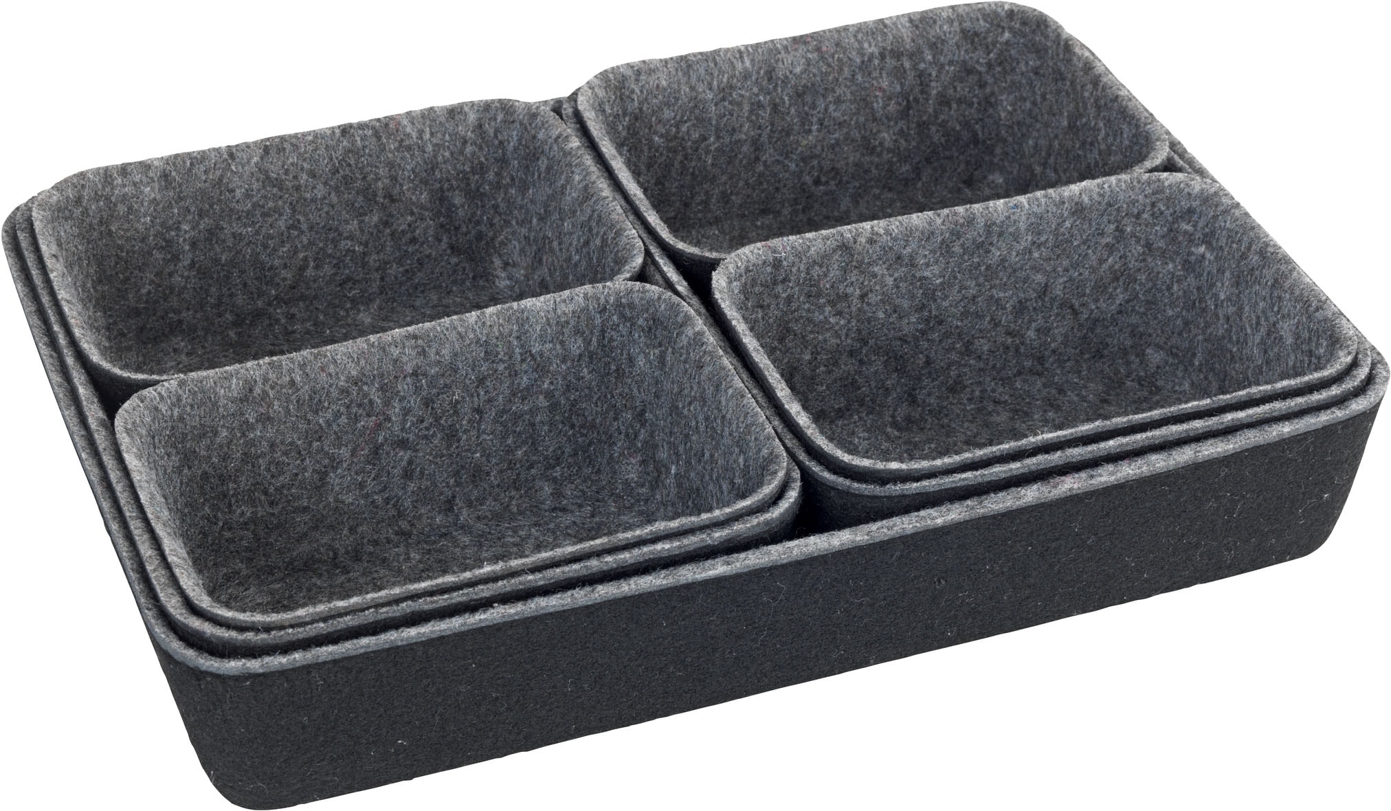 WENKO Organizer Aufbewahrungsboxen für Schubladen, 3 Größen, Polyesterfilz