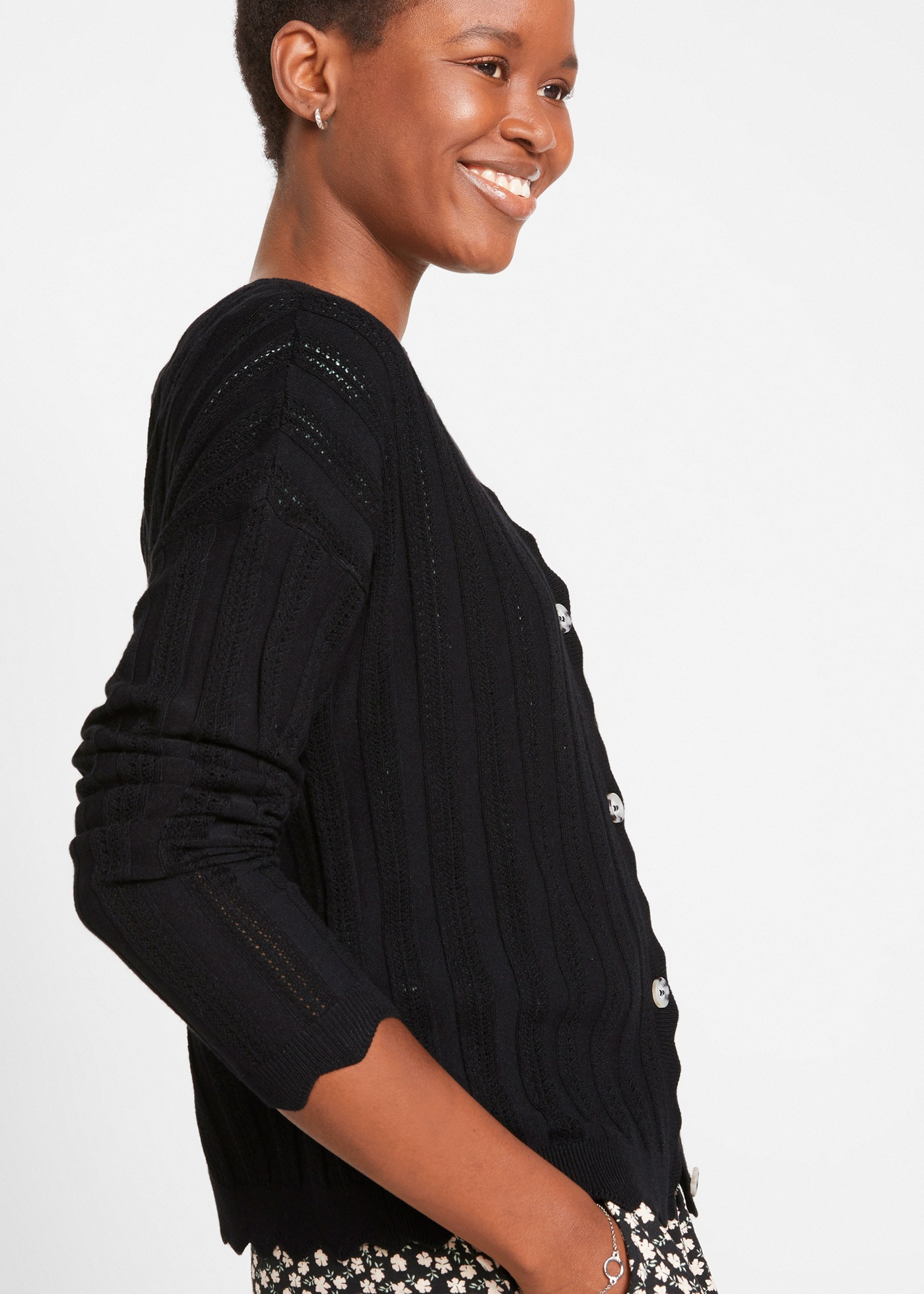 bonprix Strickjacke Oversize-Passform, mit Ajour-Muster, für festlichen Look