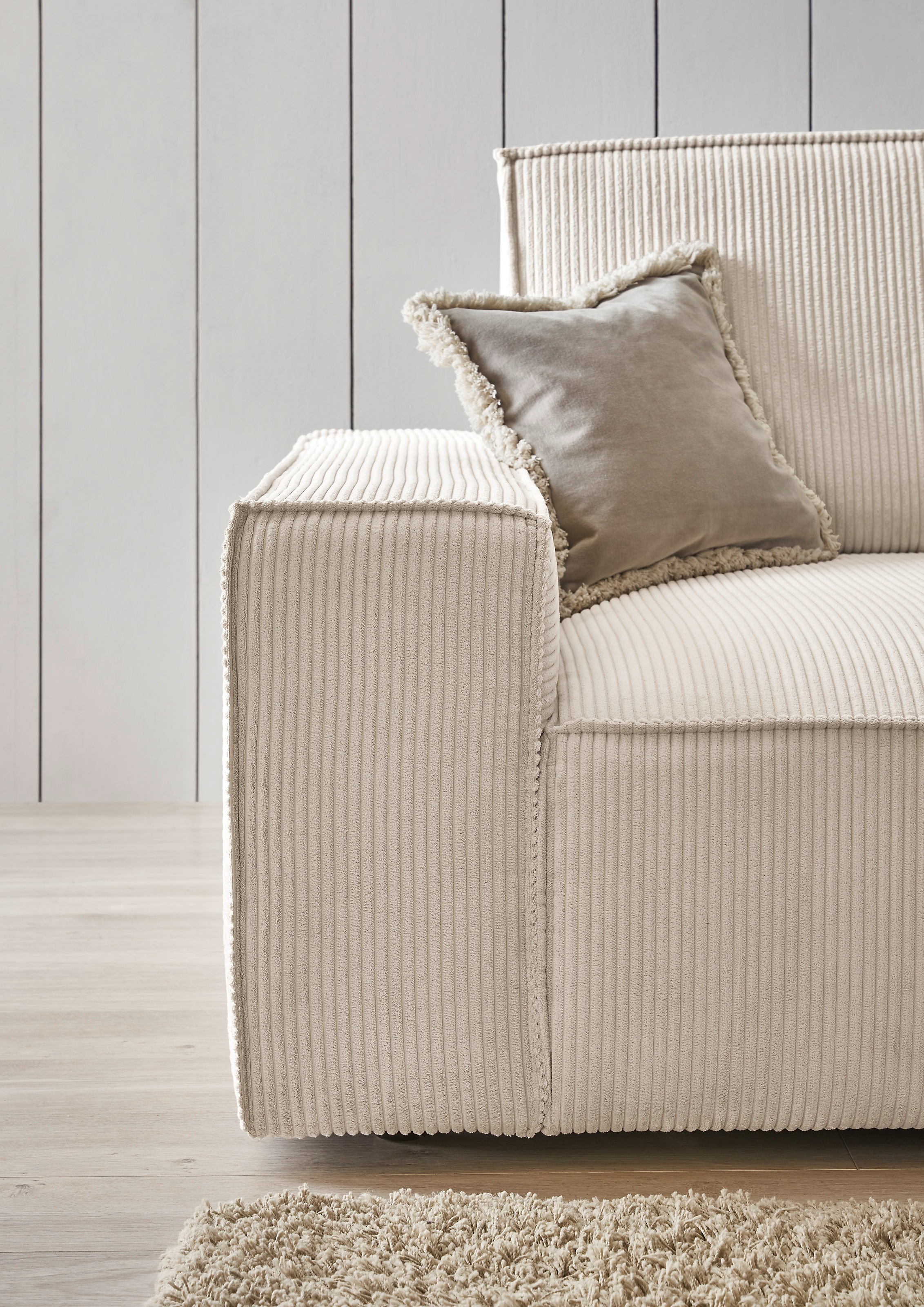 Home affaire Ecksofa »NEU: SHERWOODL XXL 284, Big-Sofa L-Form, tiefe Sitzfläche 95 cm, Cord,«, Leinenoptik, Recamiere rechts/links, auch als Schlafsofa stellbar