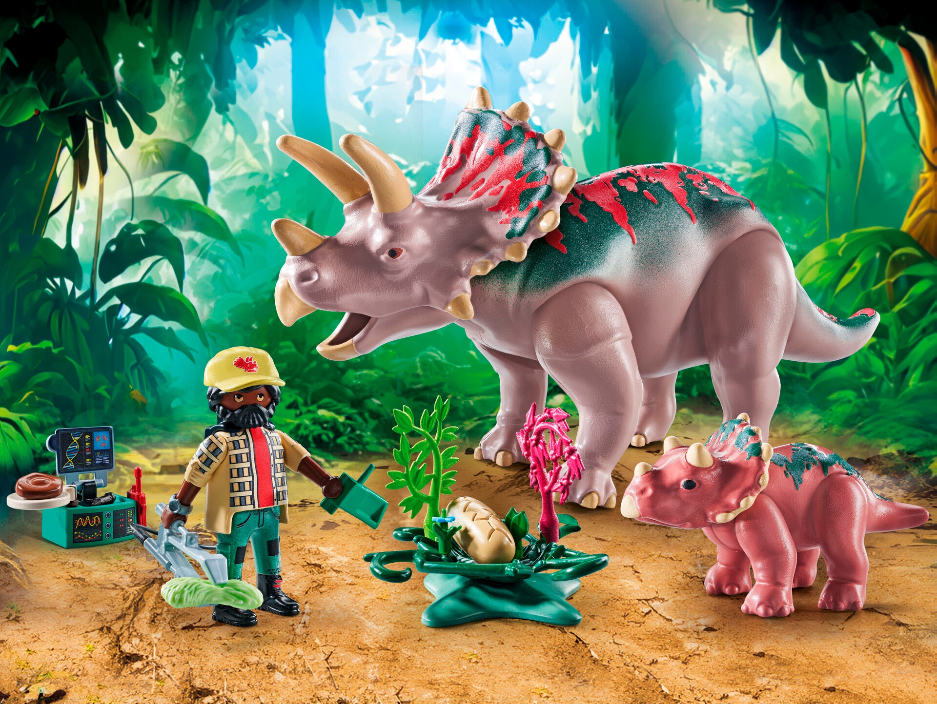Playmobil® Konstruktions-Spielset »Triceratops mit Jungtier (71821), Playmobil Dinos«, (29 St.)