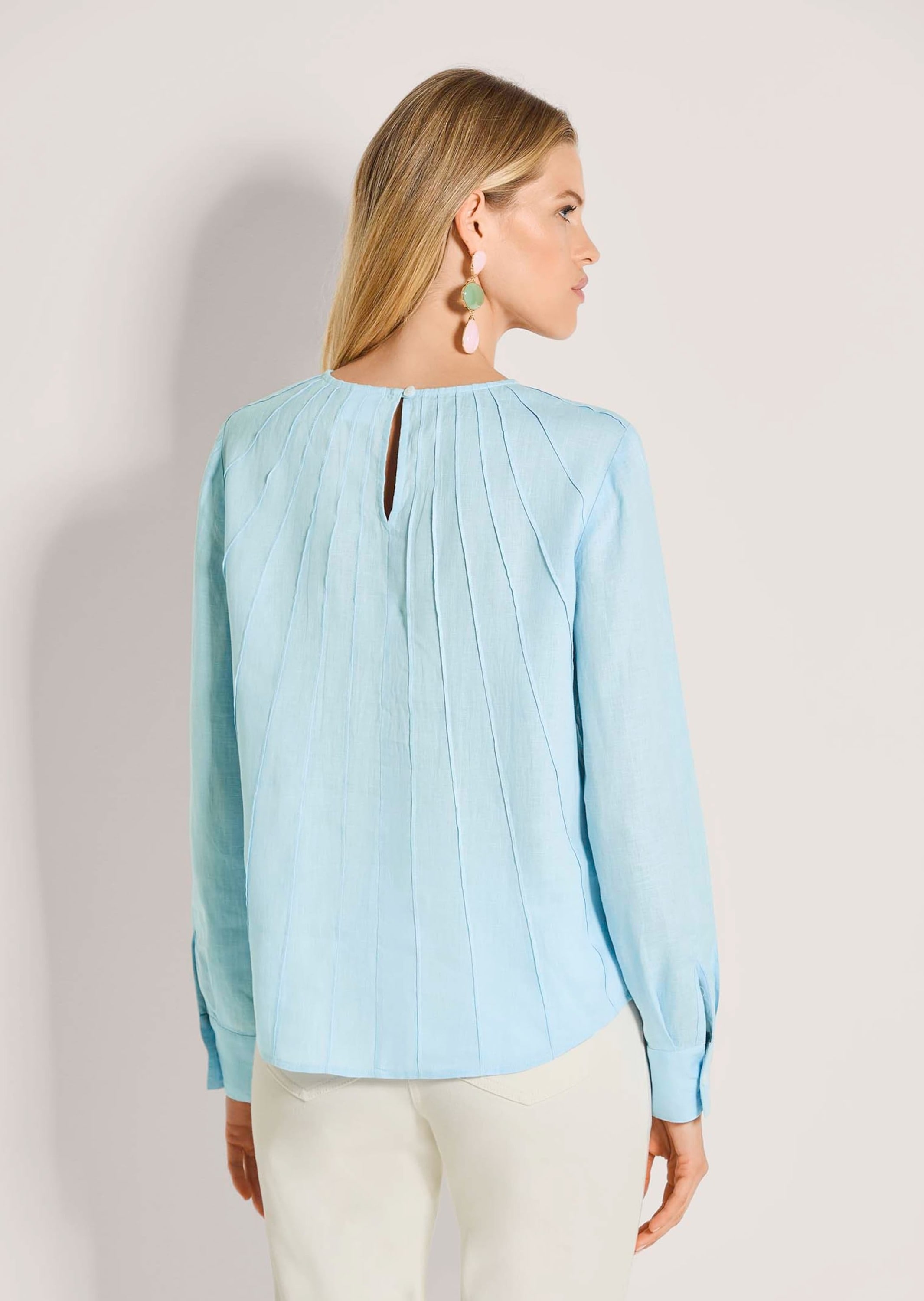 MADELEINE Langarmbluse »Leinenbluse Blusenshirt mit feinen Biesen«