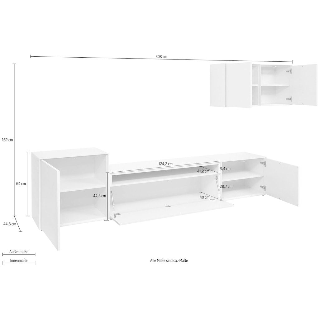 now! by hülsta Wohnwand »now! easy«, (Set, 5 St.), mit zwei Hängeelementen