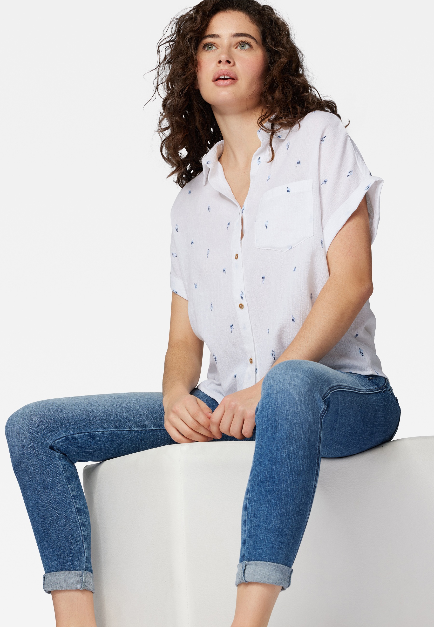 Mavi Klassische Bluse Bluse kaufen SHIRT«, mit | BAUR Kurzarm »SHORT online Print SLEEVE