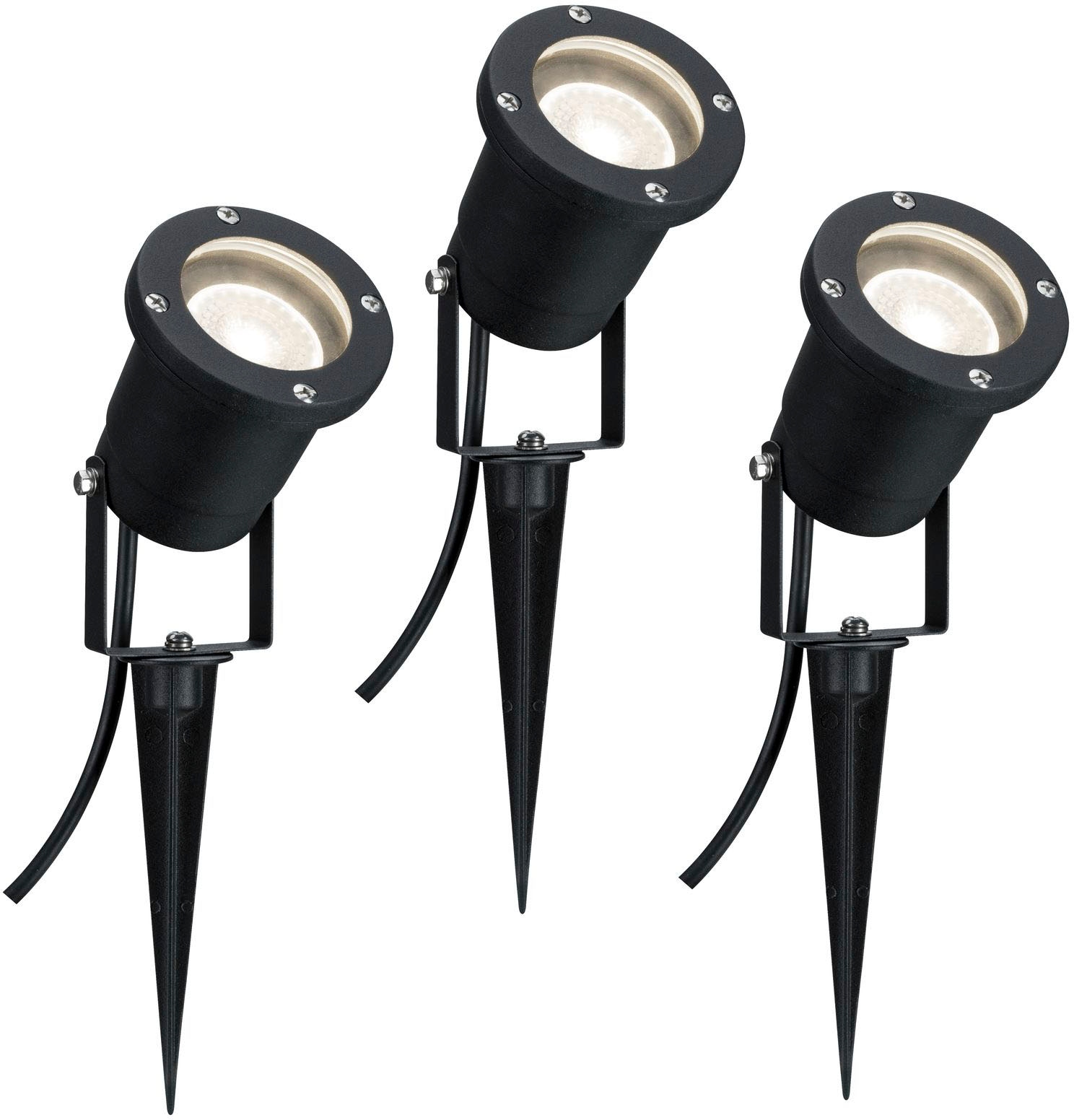 LED Gartenstrahler PAULMANN, H:32cm Ø:9,2cm, schwarz, Leuchten, "Outdoor 230V Spotlight IP65 GU10 3x3,5W 230V 3000K Schwarz Aluminium", GU10, IP65