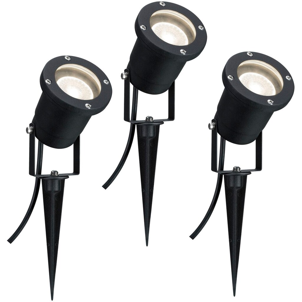 Paulmann LED Gartenstrahler »Outdoor 230V Spotlight IP65 GU10 3x3,5W 230V 3000K Schwarz Aluminium«, 3 flammig-flammig