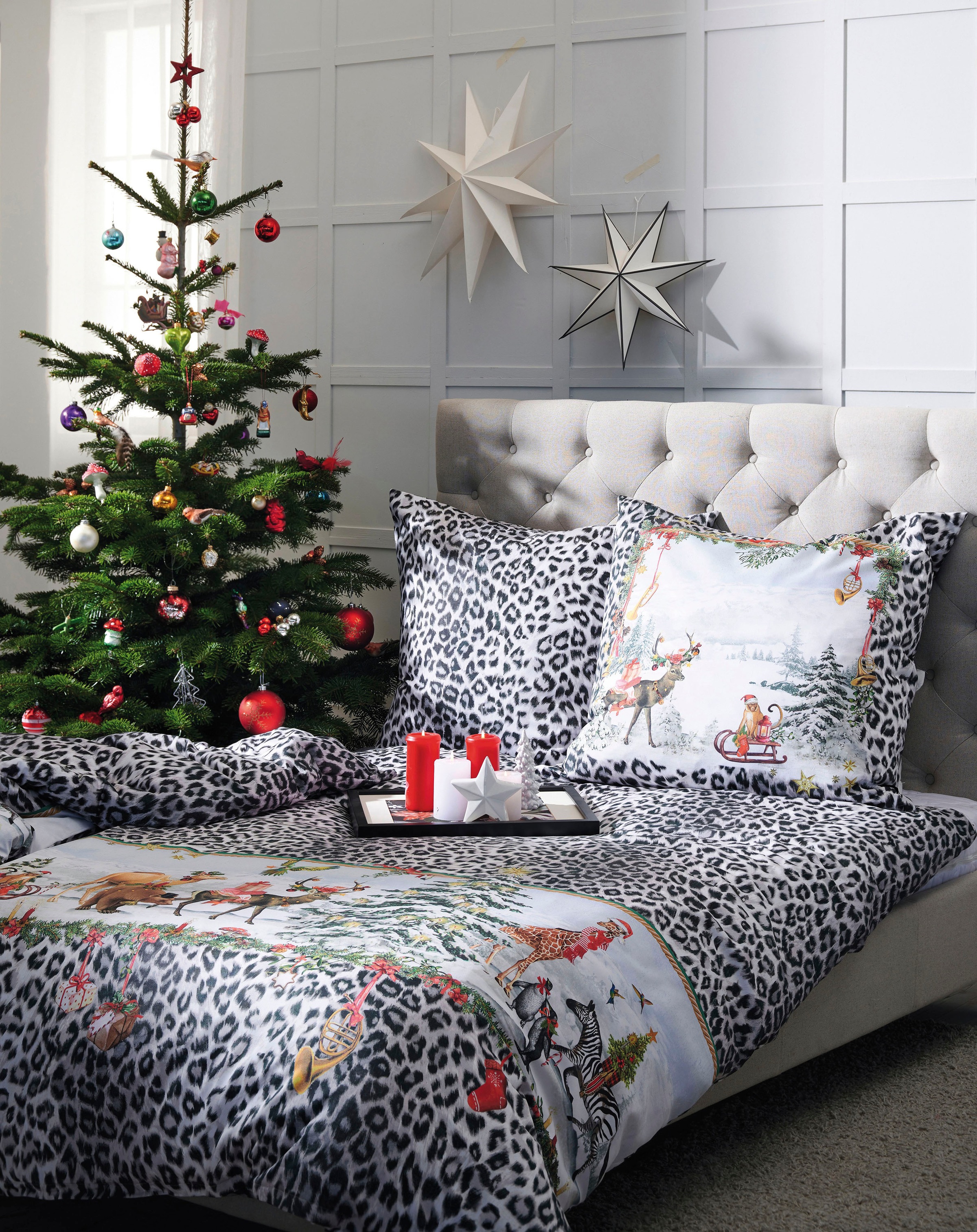 APELT Bettwäsche "Hugo" 2 Stk. tlg. Winterwelt mit exotischen Tieren und Le günstig online kaufen