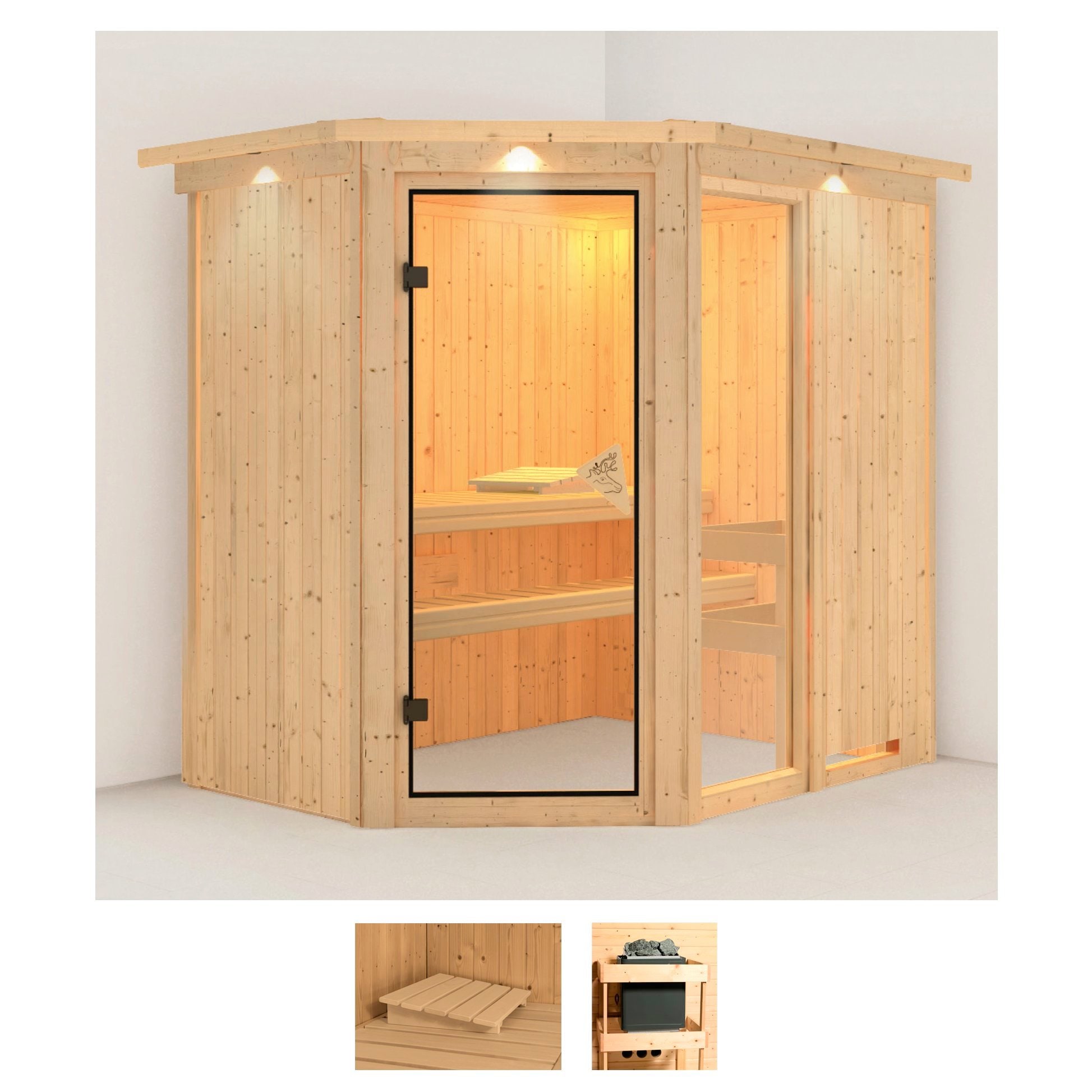Karibu Sauna "Frigga 1" Set, ohne Ofen