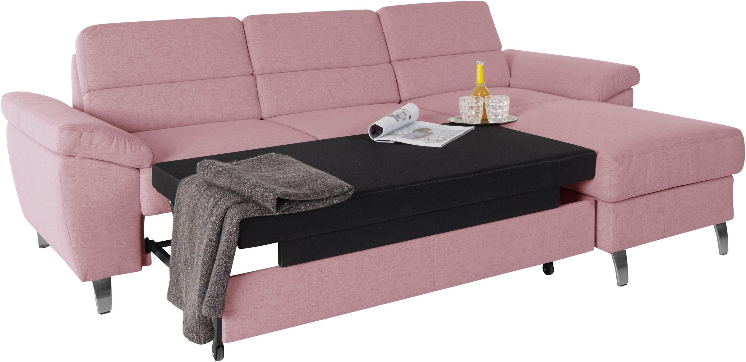 sit&more Ecksofa »Sorano L-Form«, wahlweise mit Bettfunktion und Bettkasten