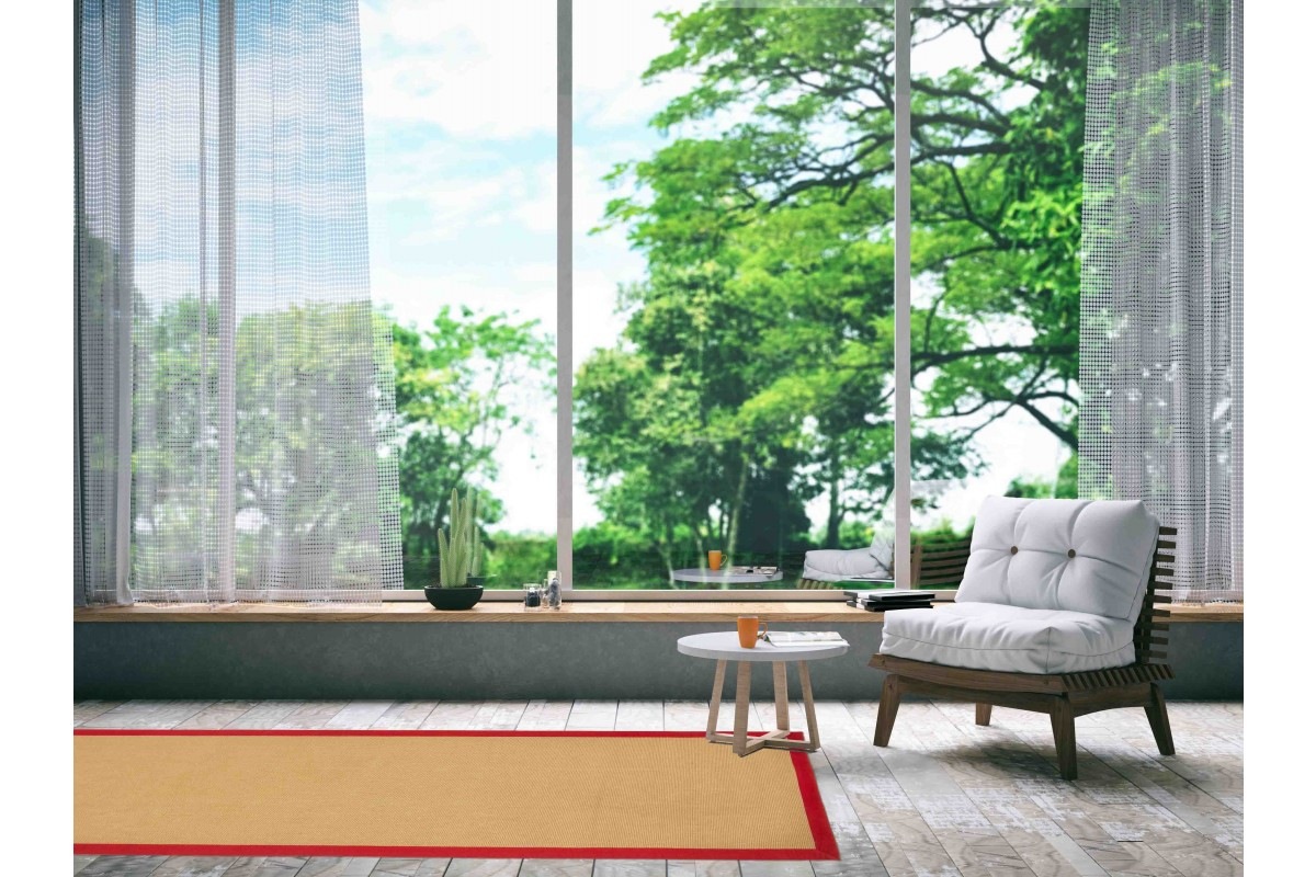 Sisalteppich CARPETFINE "Sisal , auch als Läufer erhältlich", rot, B:80cm H:5mm L:500cm, Sisal, Teppiche, Sisalteppich, mit farbiger Bordüre, Anti Rutsch Rückseite, viele Größen, Wohnzimmer