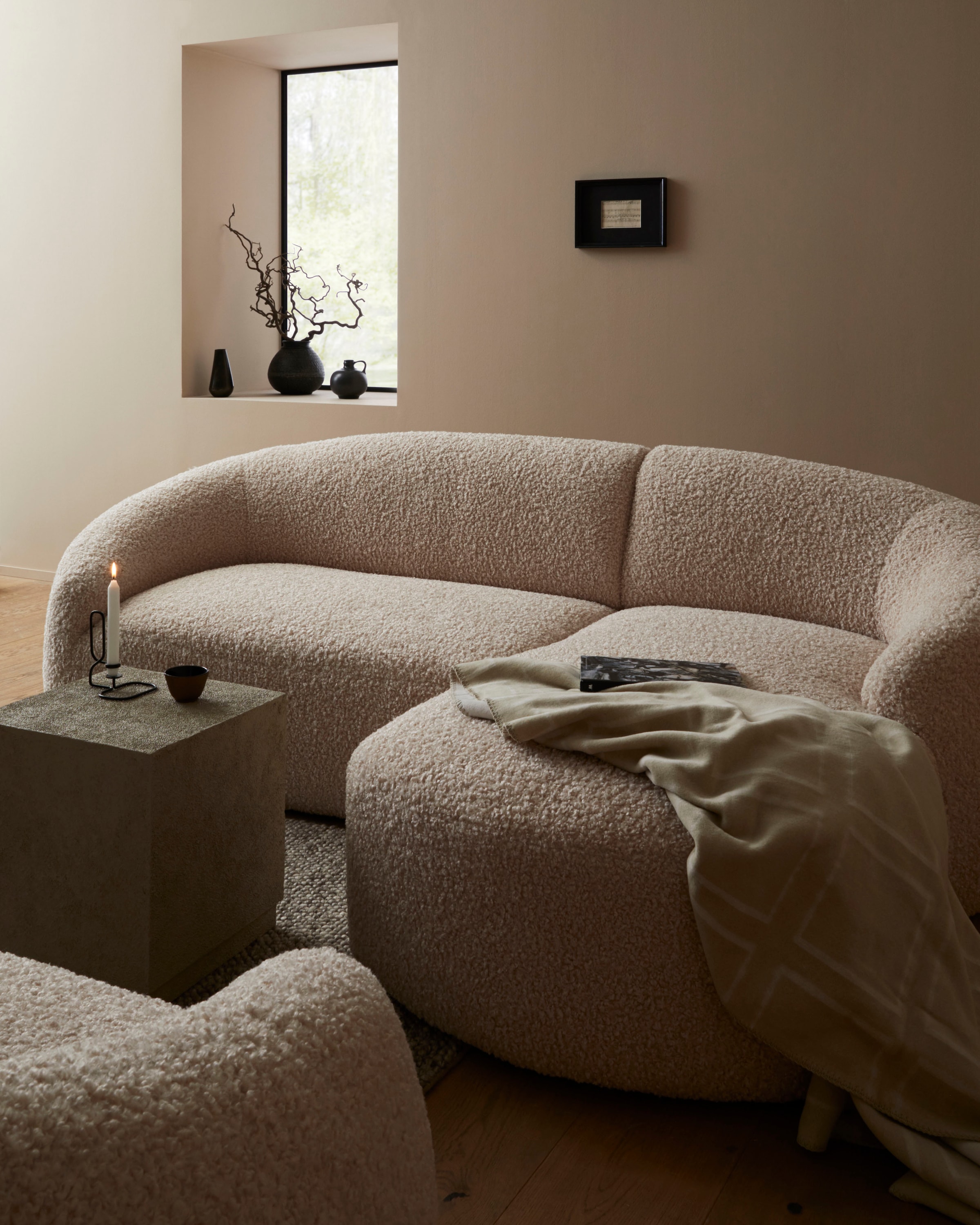 LeGer Home by Lena Gercke Ecksofa »YANI L-Form, Designersofa, organische Form, Maße B/T/H: 255/170/81 cm«, mit Wellenunterfederung, auch in Bouclé, Recamiere rechts/links