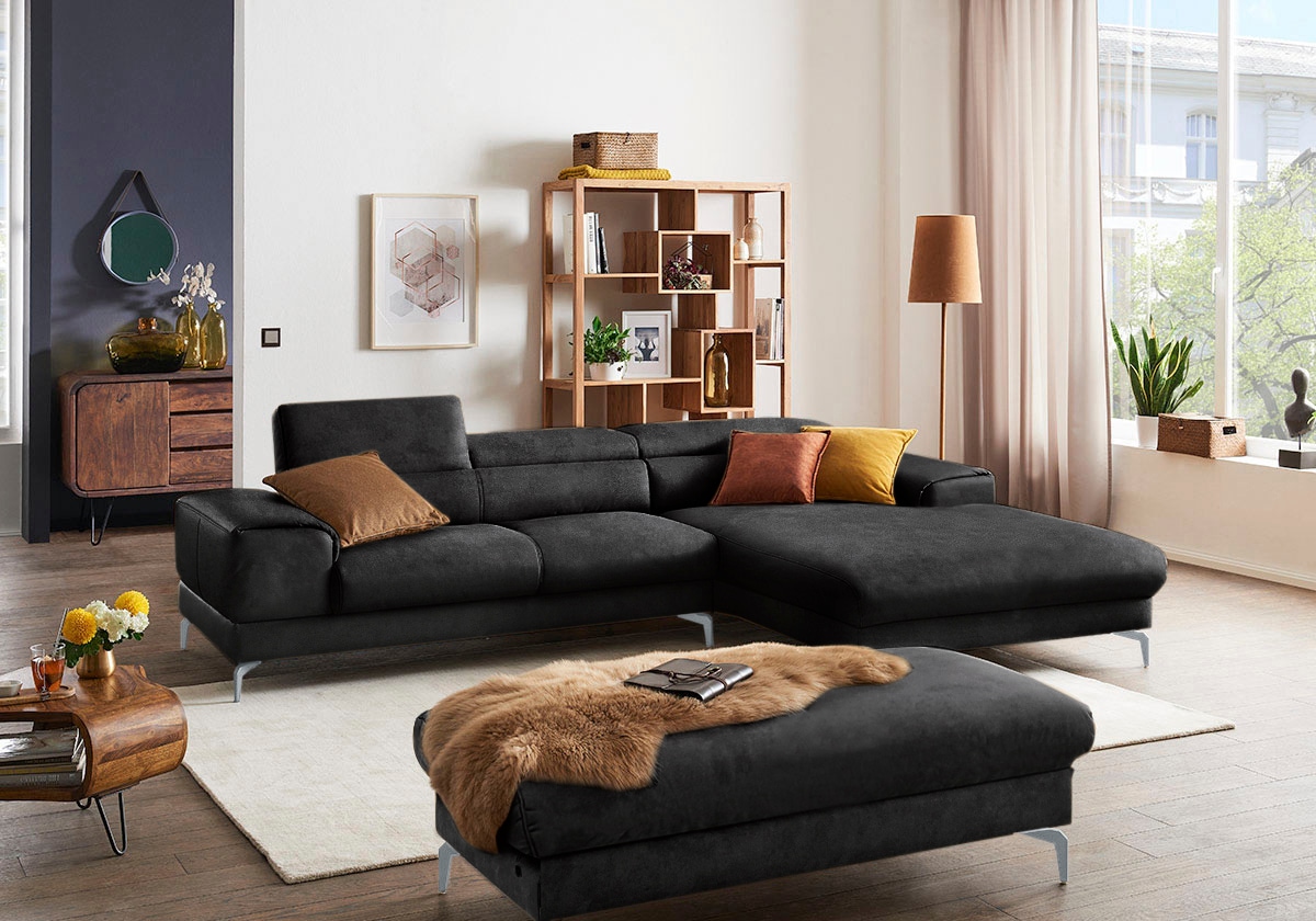 W.SCHILLIG Polsterhocker »piedroo, Designsofa mit tollem Sitzkomfort, bequem, L-Form« Füße in Silber matt