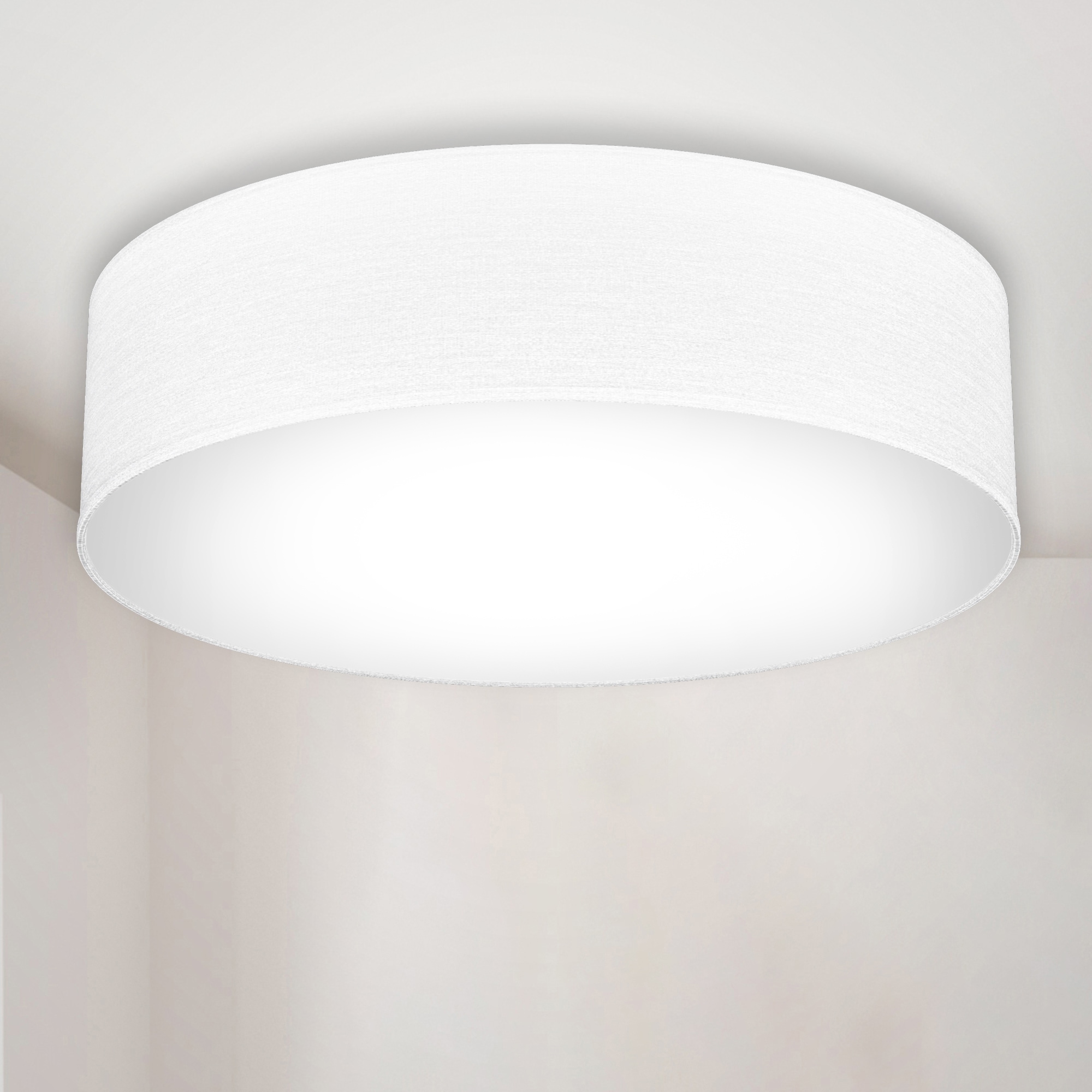 B.K.Licht LED Deckenleuchte, 2 flammig-flammig, | Textil Lampenschirm, E27 Wohnzimmerlampe, Deckenlampe, Schlafzimmer, BAUR
