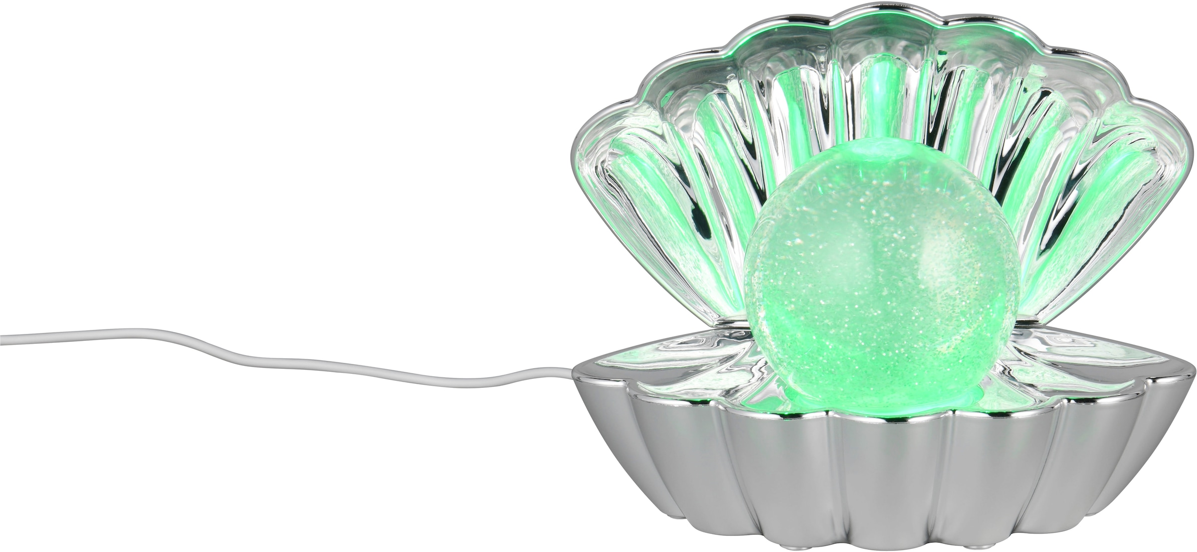 REALITY Leuchten LED Tischleuchte »SHELLY, Deko Tischlampe in Muschelform mit RGB Farbwechsel, 0,8W 15Lm« LED-Board 1 Stk. RGB Muschel Tischlampe mit Glitzerkugel und Farbwechsel inkl USB-Ladekabel