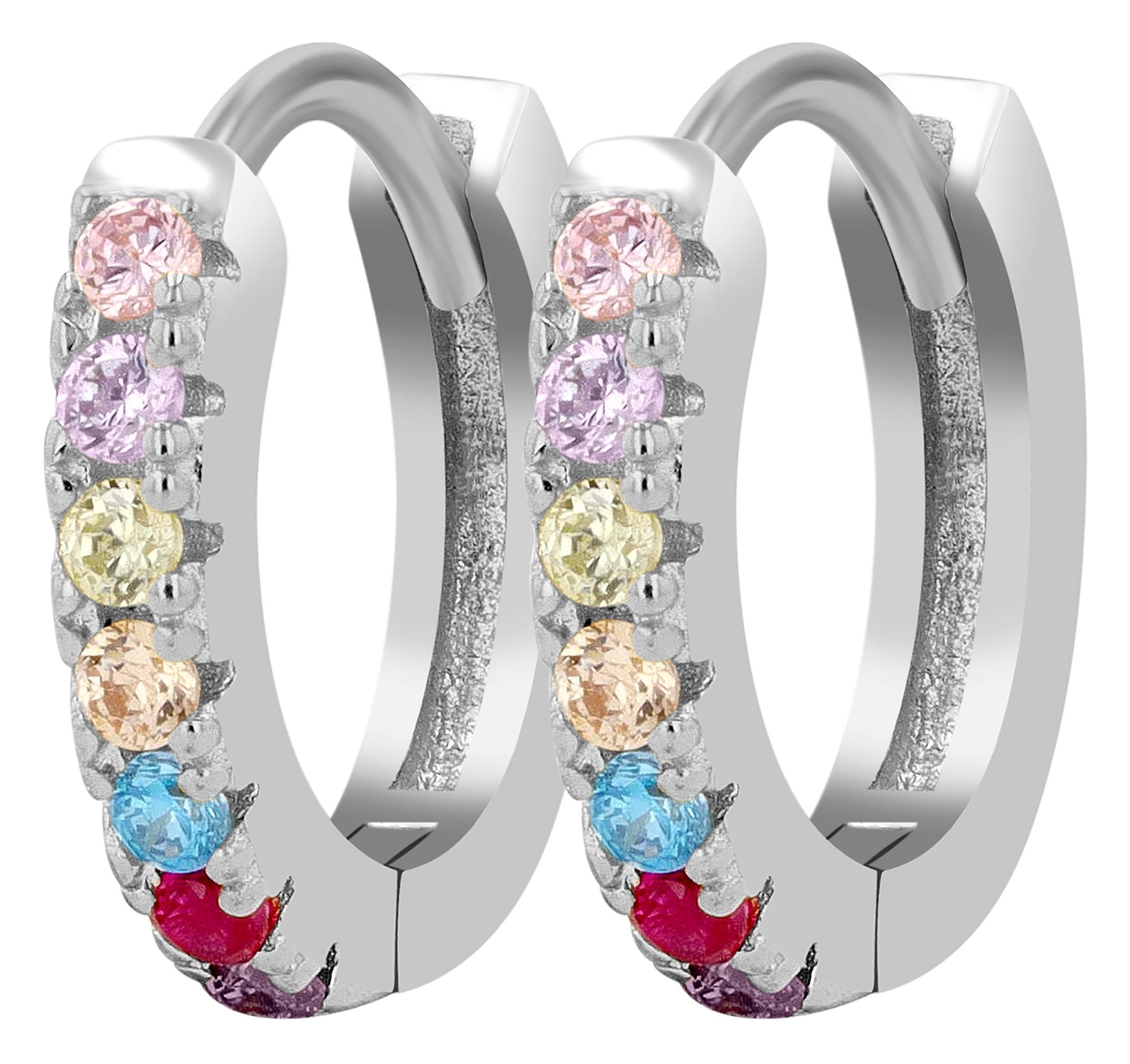 Adelia's Mila Hinged Hoop Earrings Silver 2