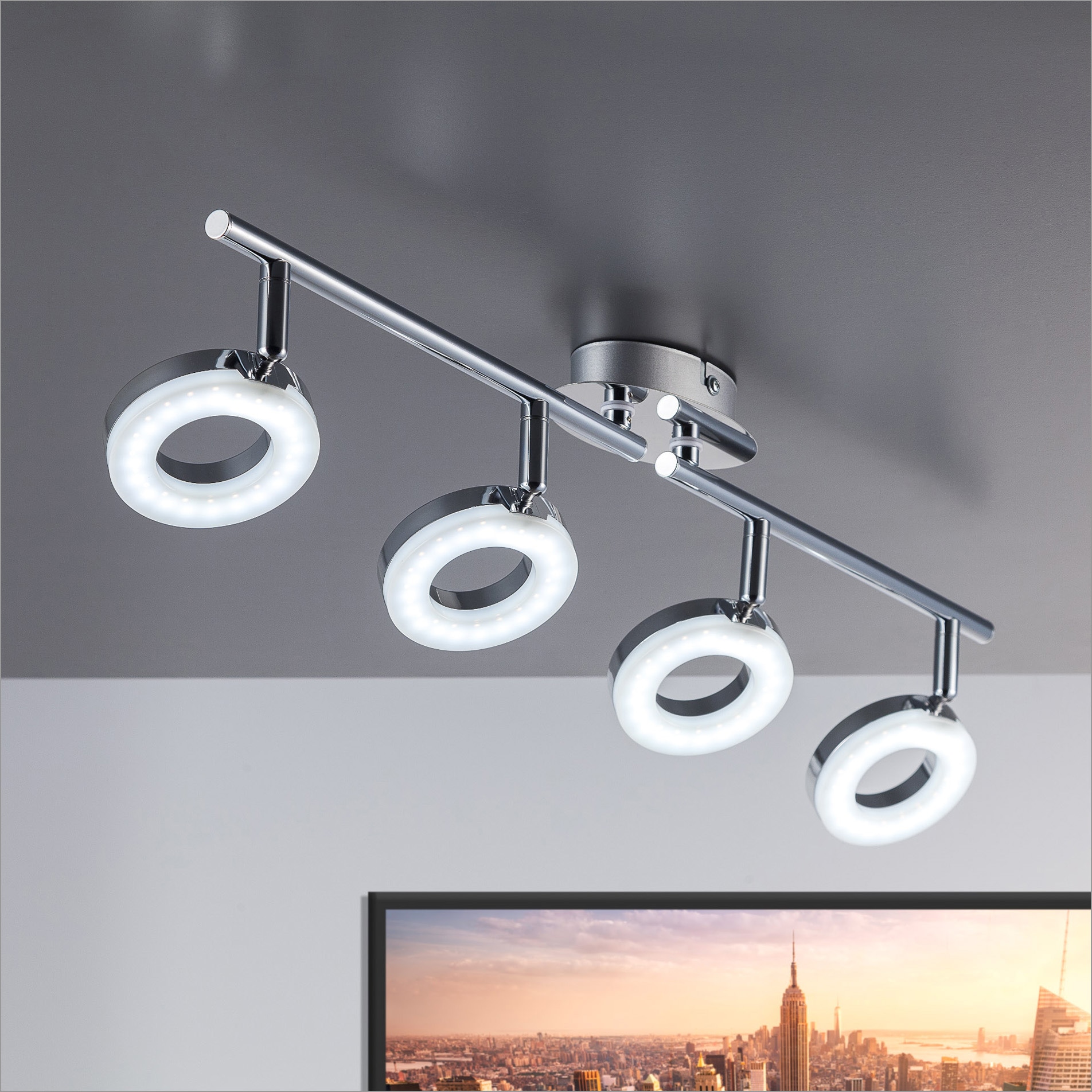B.K.Licht LED Deckenspots »Yuna«, 4 flammig-flammig, LED Deckenleuchte, modern, Wohnzimmer, Spot, Strahler schwenkbar
