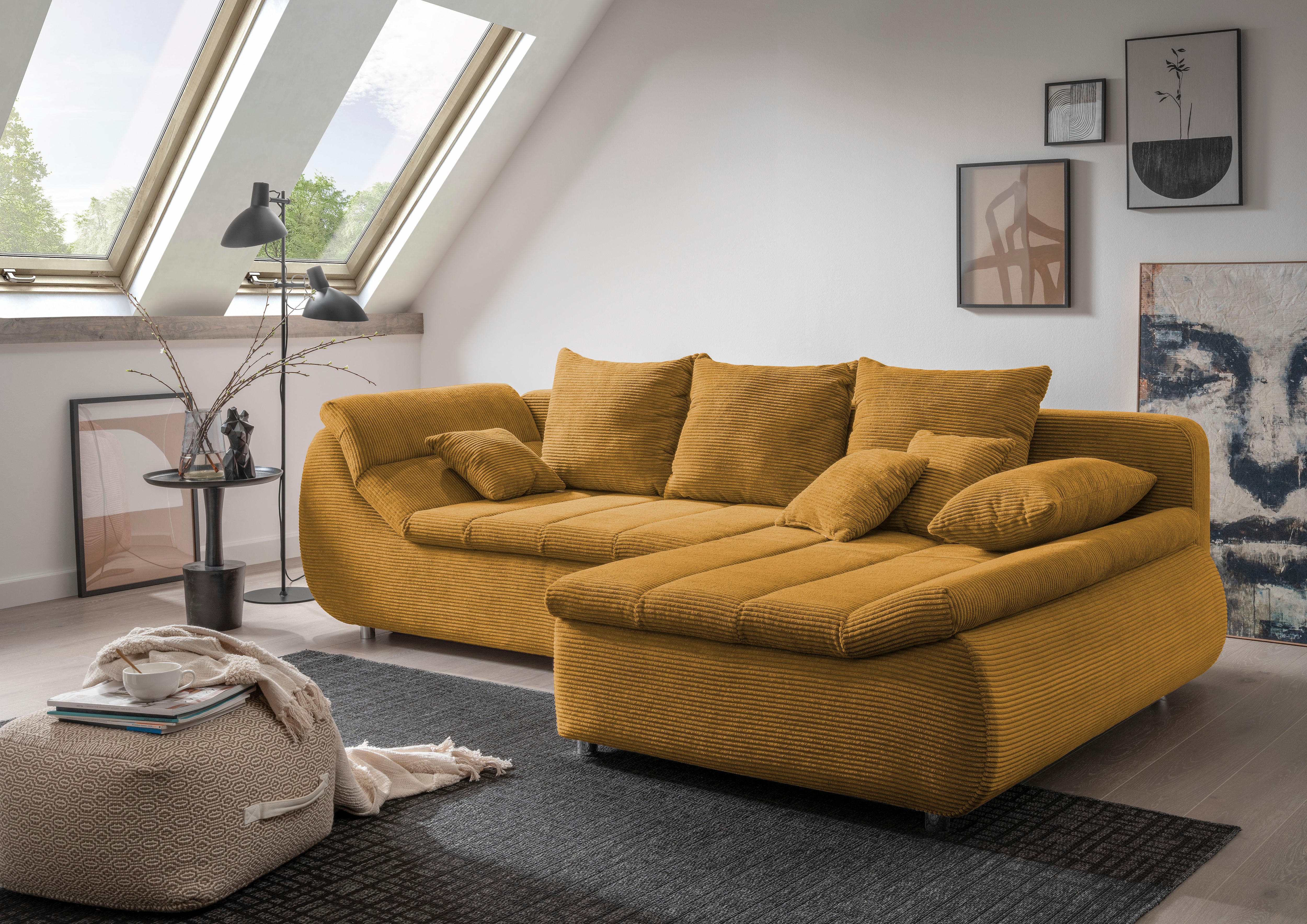 Home affaire Ecksofa "Imola, bequem, aktuelle Steppung im Sitz, L-Form, Breite 270cm" wahlweise mit Bettfunktion