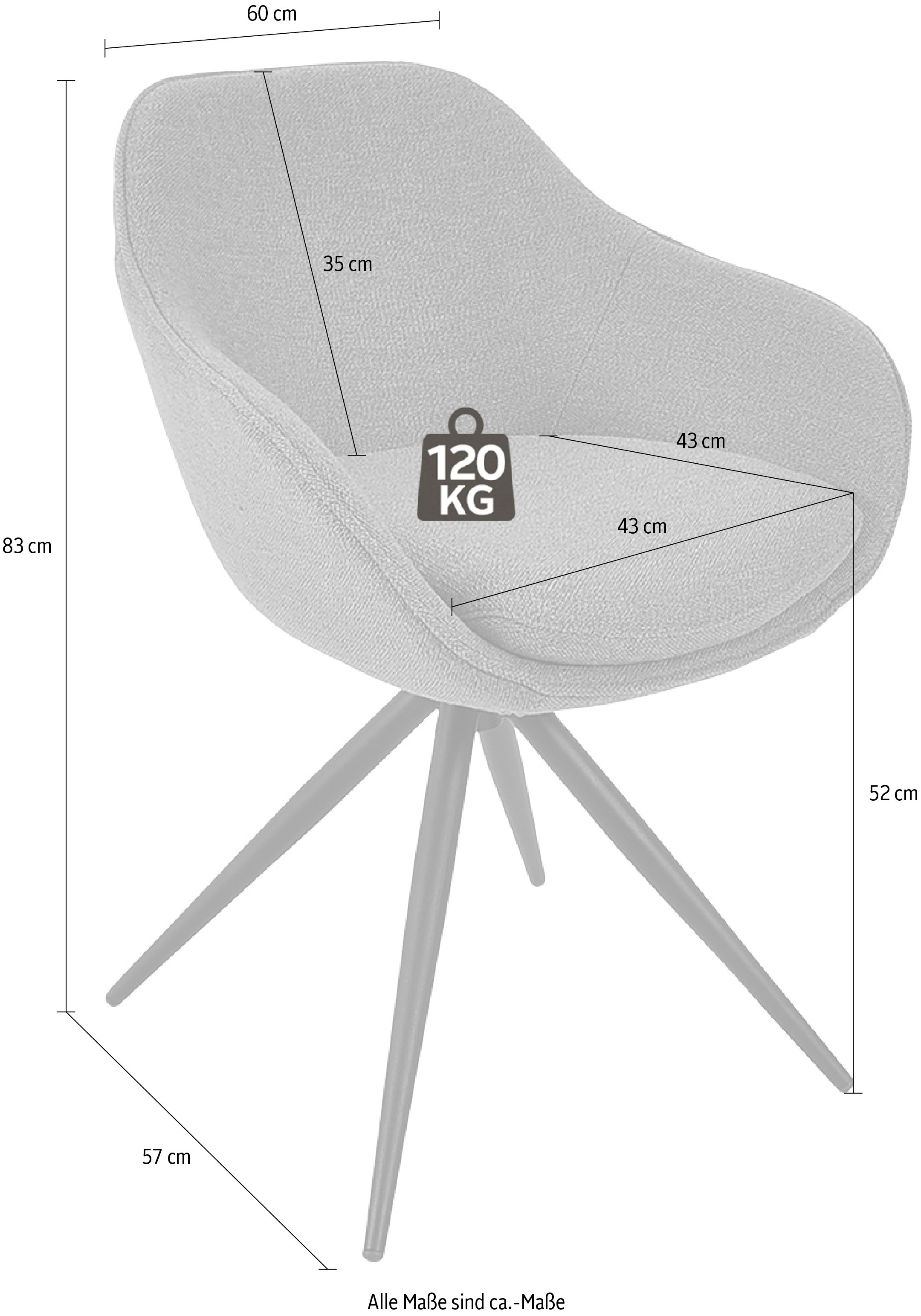 K+W Komfort & Wohnen Drehstuhl »ZOOM«, Aqua Clean, 4-Fuß Drehstuhl mit Gestell aus Metall schwarz Struktur