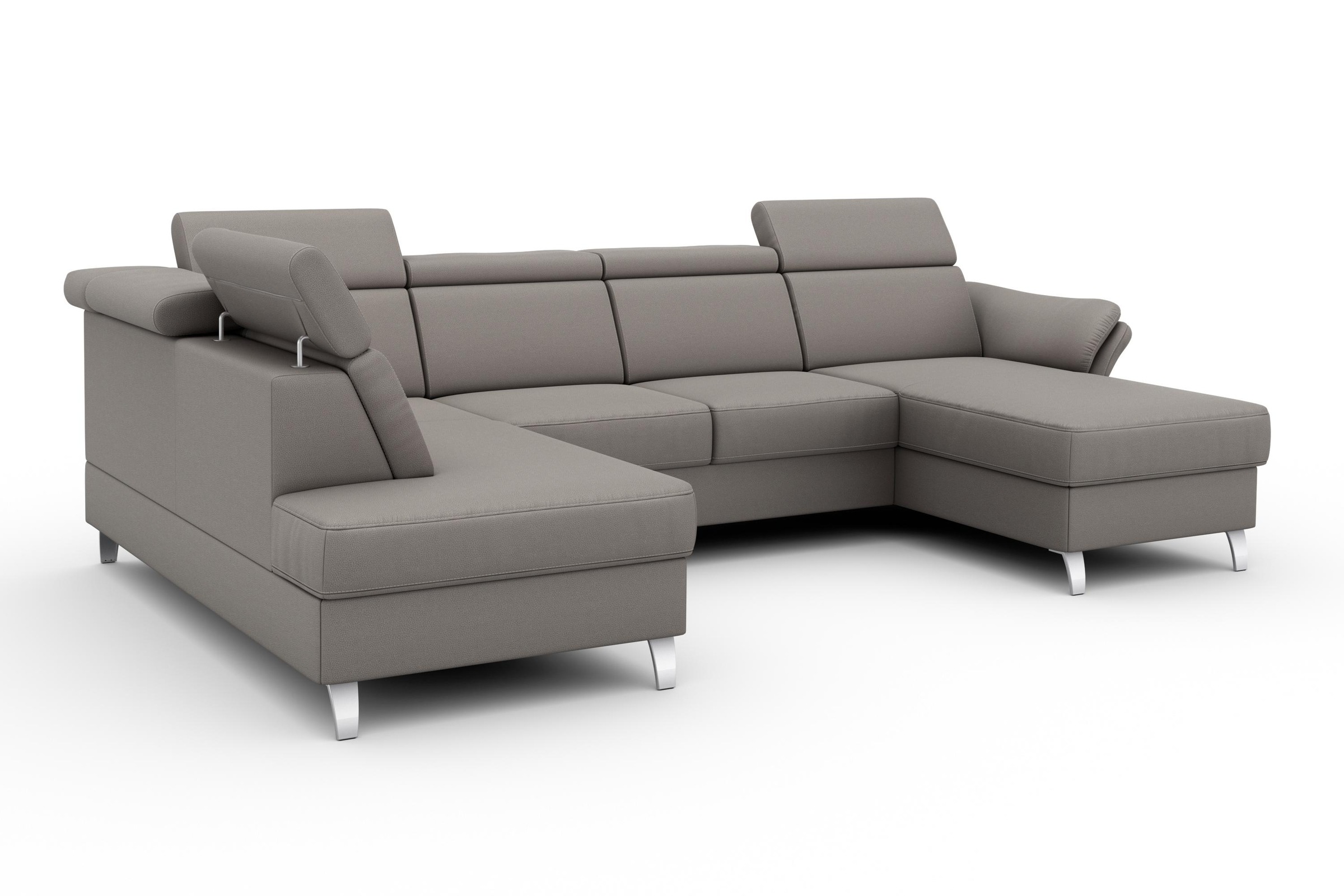 sit&more Wohnlandschaft »Vincenzo U-Form«, inklusive Kopfteilverstellung, wahlweise mit Bettfunktion, Bettkasten