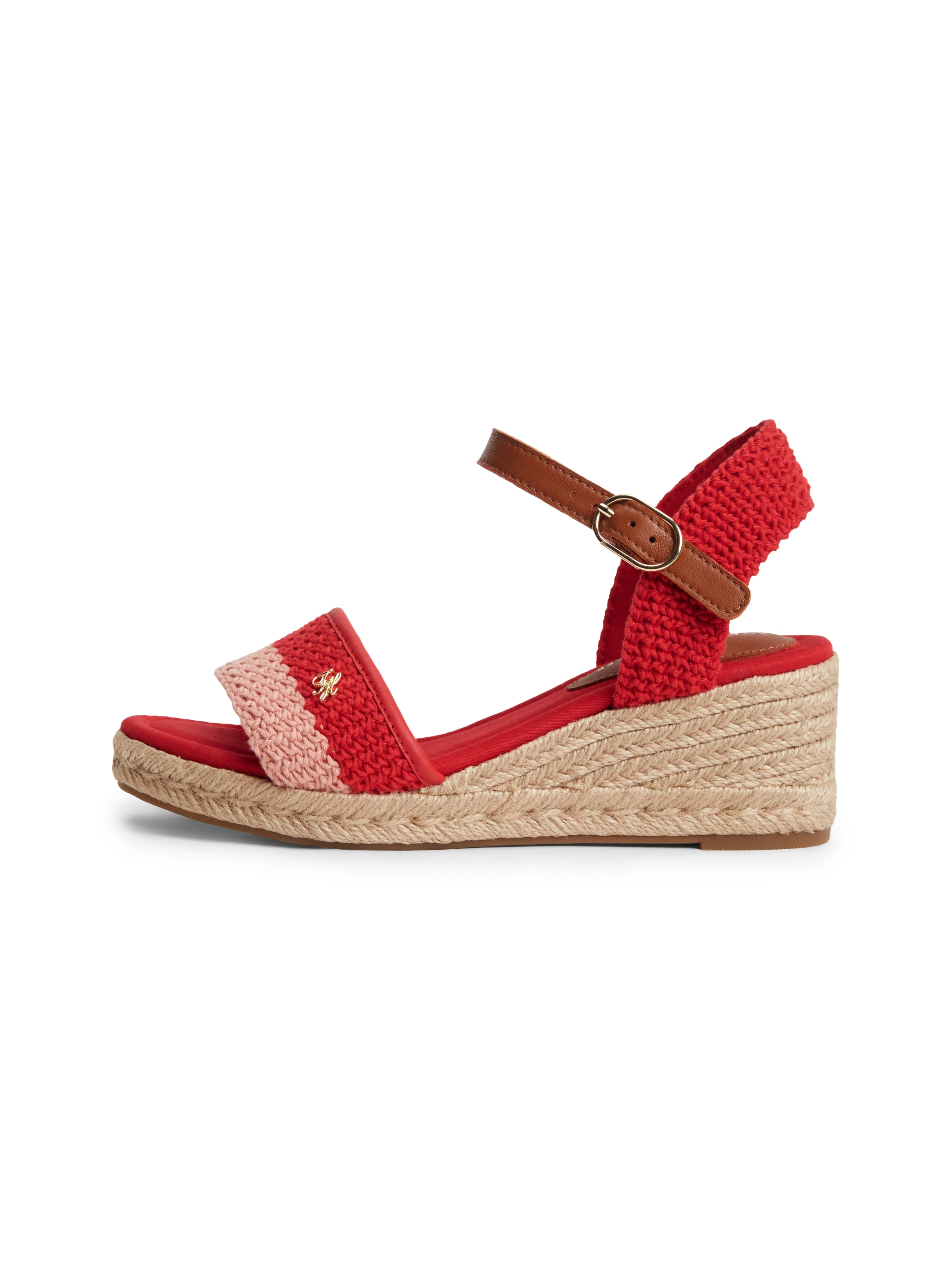 Tommy Hilfiger Keilsandalette »TH MID ESPAD WEDGE CROCHET«  Sommerschuh, Riemchensandale in sommerlicher Häkel-Optik, schmale Form