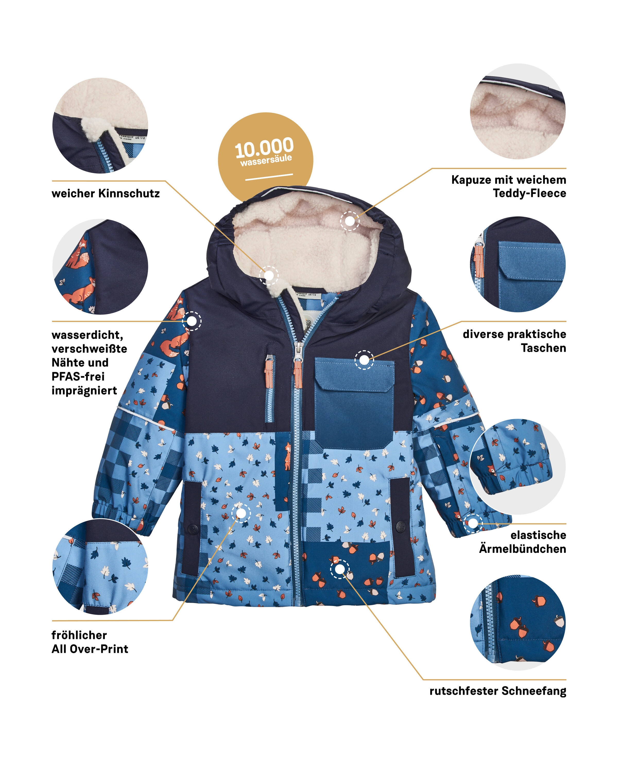 first instinct by killtec Skijacke »FISW 43 MNS SKI JCKT« Wind- und wasserdichte Kinderjacke mit Fleecekapuze und Schneefang