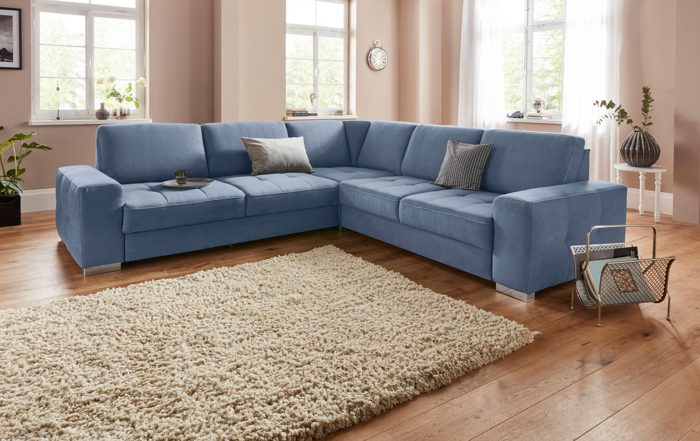 sit&more Ecksofa "Santorini L-Form" mit Federkern und Sitztiefenverstellung, wahlweise mit Schlaffunktion