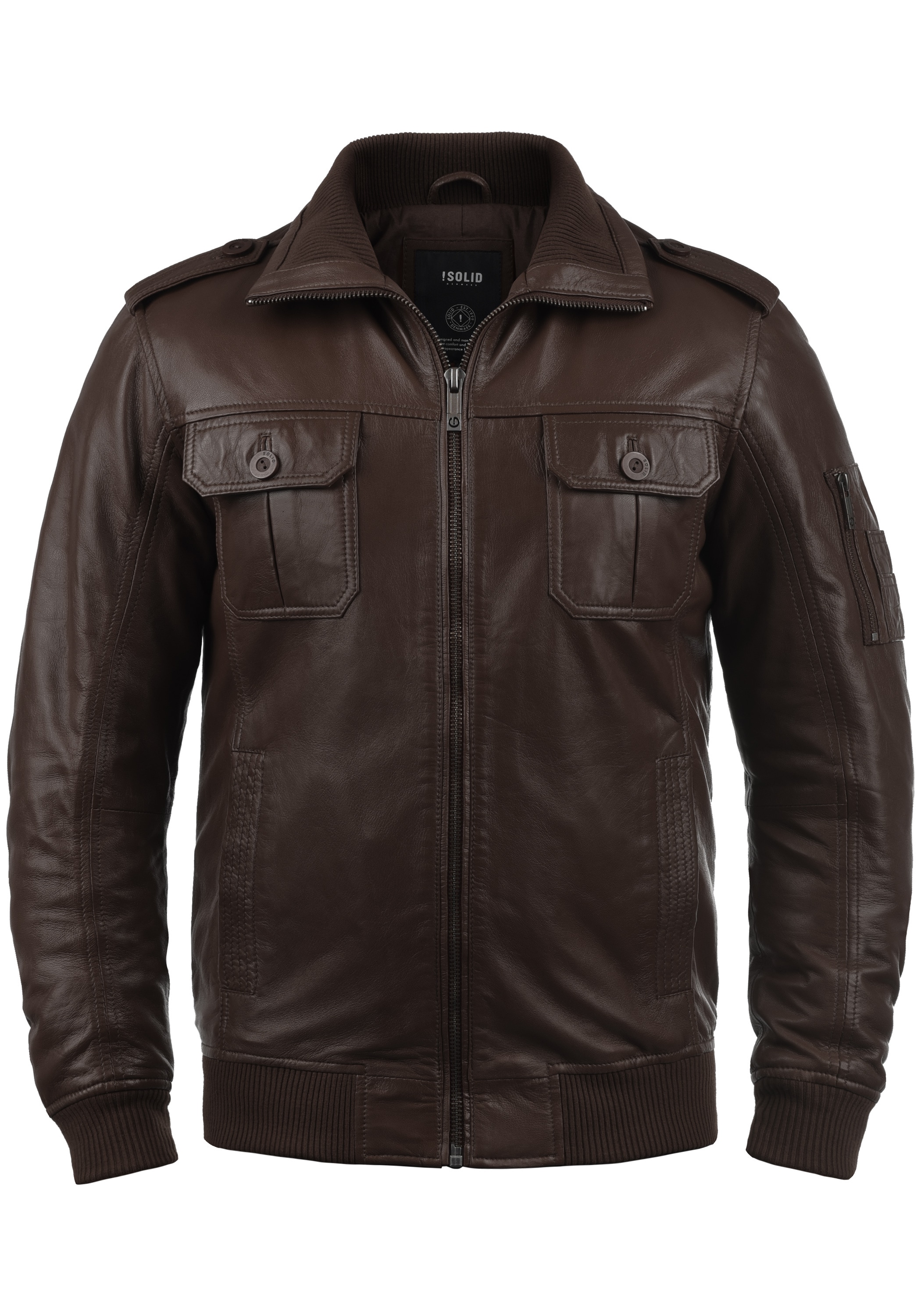 !Solid Lederjacke »Lederjacke SDFamash«, ohne Kapuze