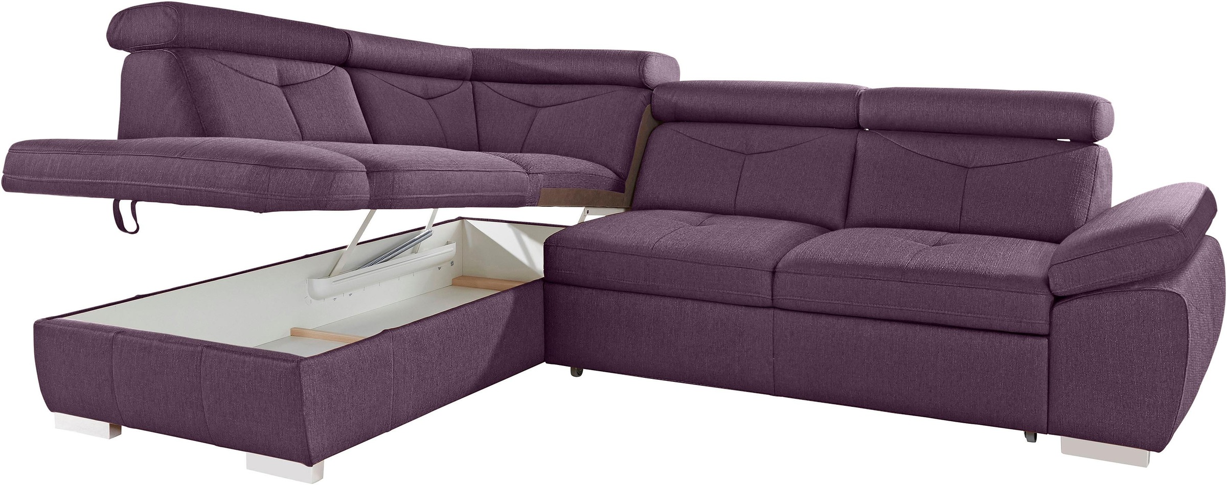 exxpo - sofa fashion Ecksofa »Spring, super bequem und komfortabel mit Armteil- und Kopfteilfunktion«, wahlweise mit Bettfunktion und Bettkasten, L-Form