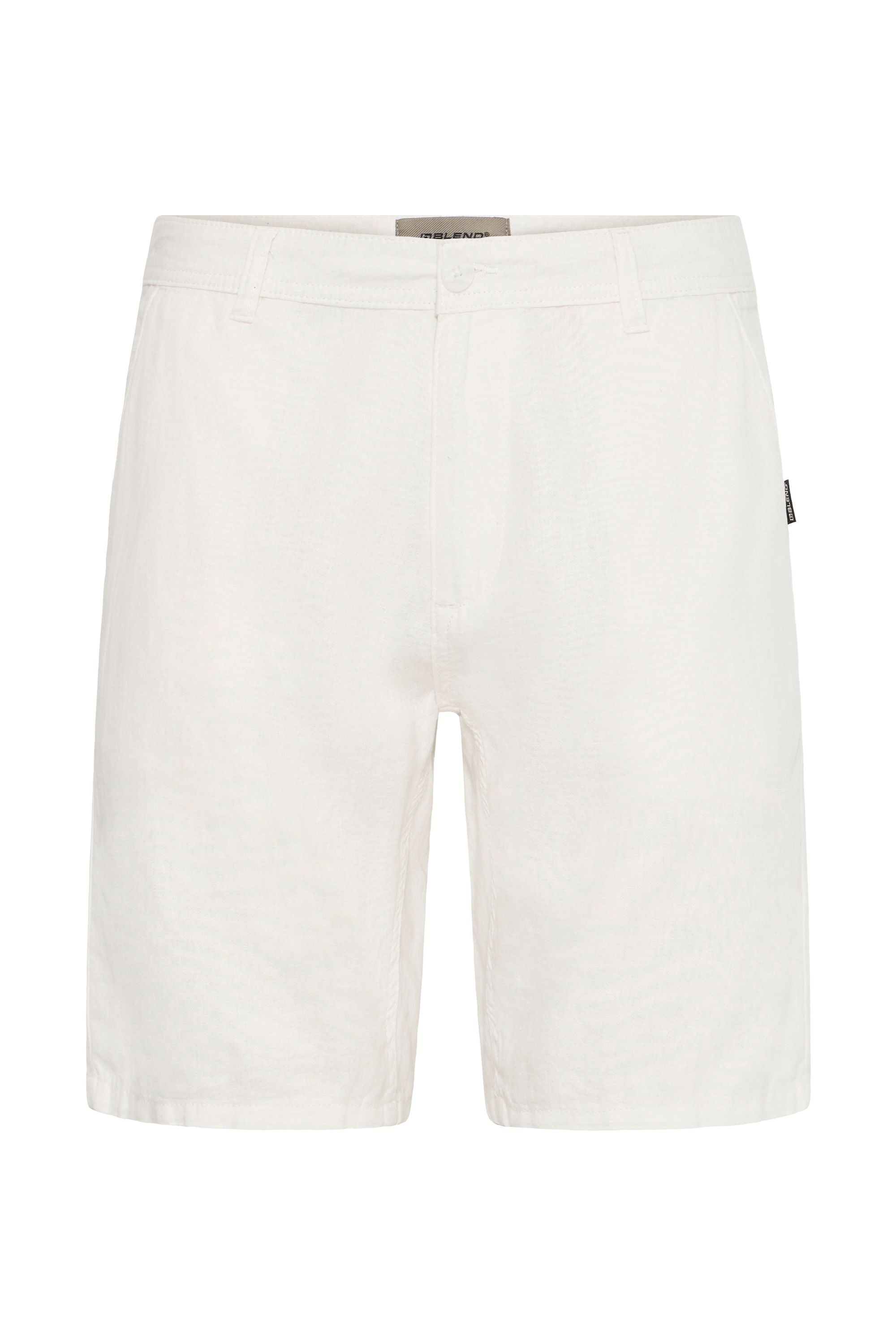 Leinenhose BLEND "Leinenhose BHMLikat", Herren, Gr. XL, N-Gr, weiß (snow weiß), Obermaterial: 55% Leinen LI. 45% Viskose CV., Hosen 4