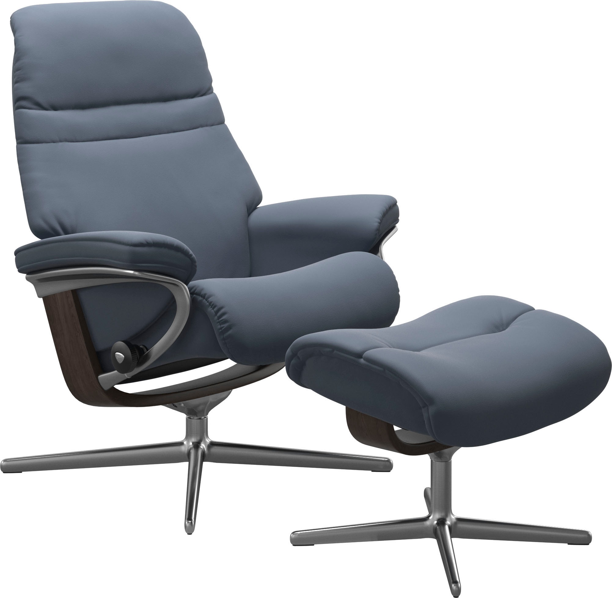 Stressless® Relaxsessel »Sunrise«, (Set, Relaxsessel mit Hocker), mit Hocker, mit Cross Base, Größe S, M & L, Holzakzent Wenge