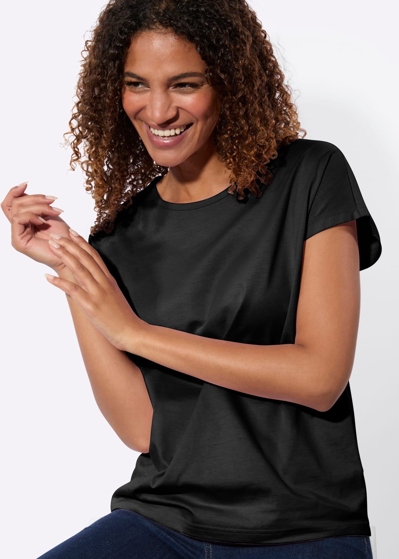 CASUAL LOOKS 2er-Pack Crew Neck Shirts Black/Ecru Size 52 3