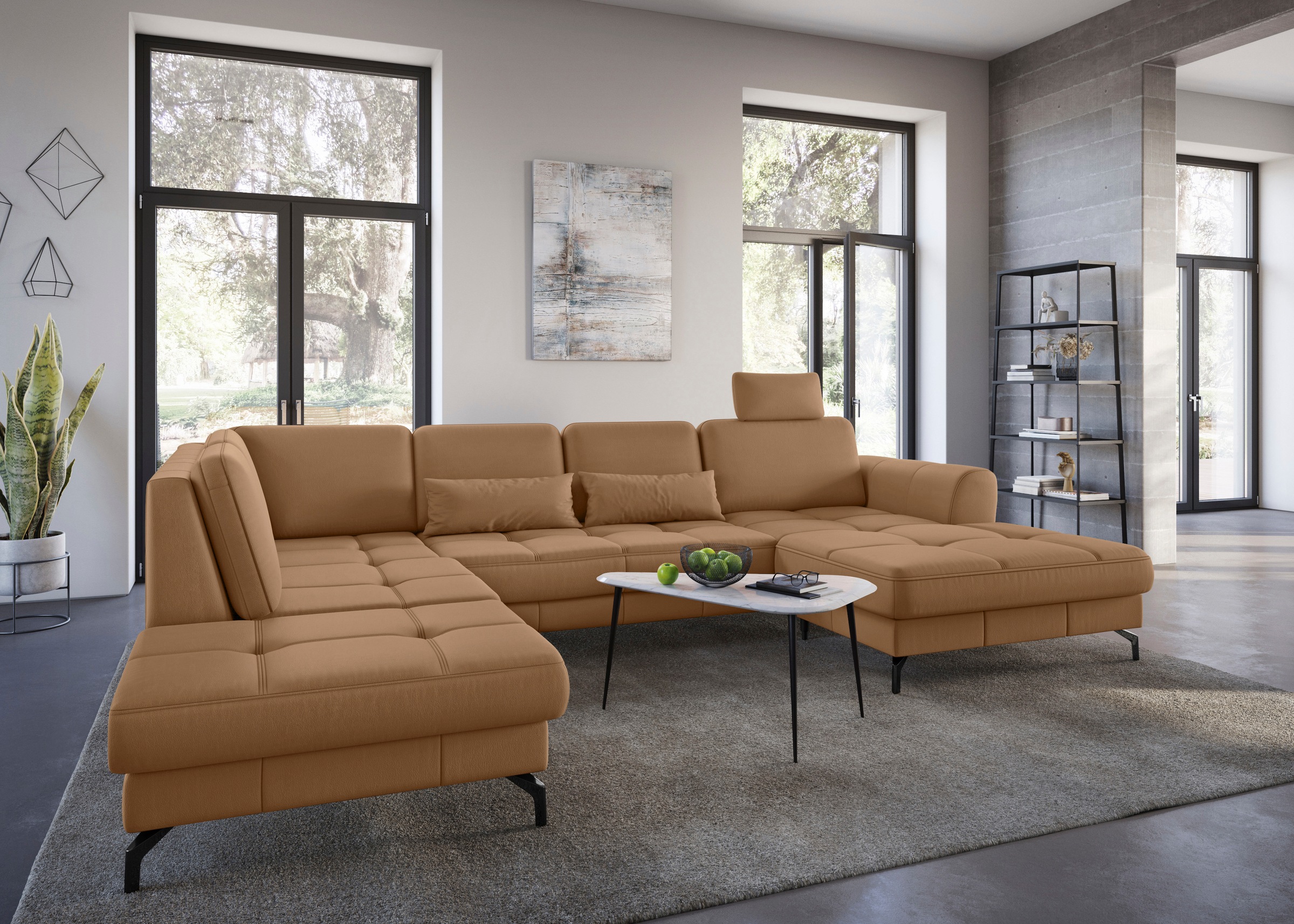 sit&more Wohnlandschaft »Bendigo U-Form«, inklusive Sitztiefenverstellung, Bodenfreiheit 12 cm, in 2 Fußfarben
